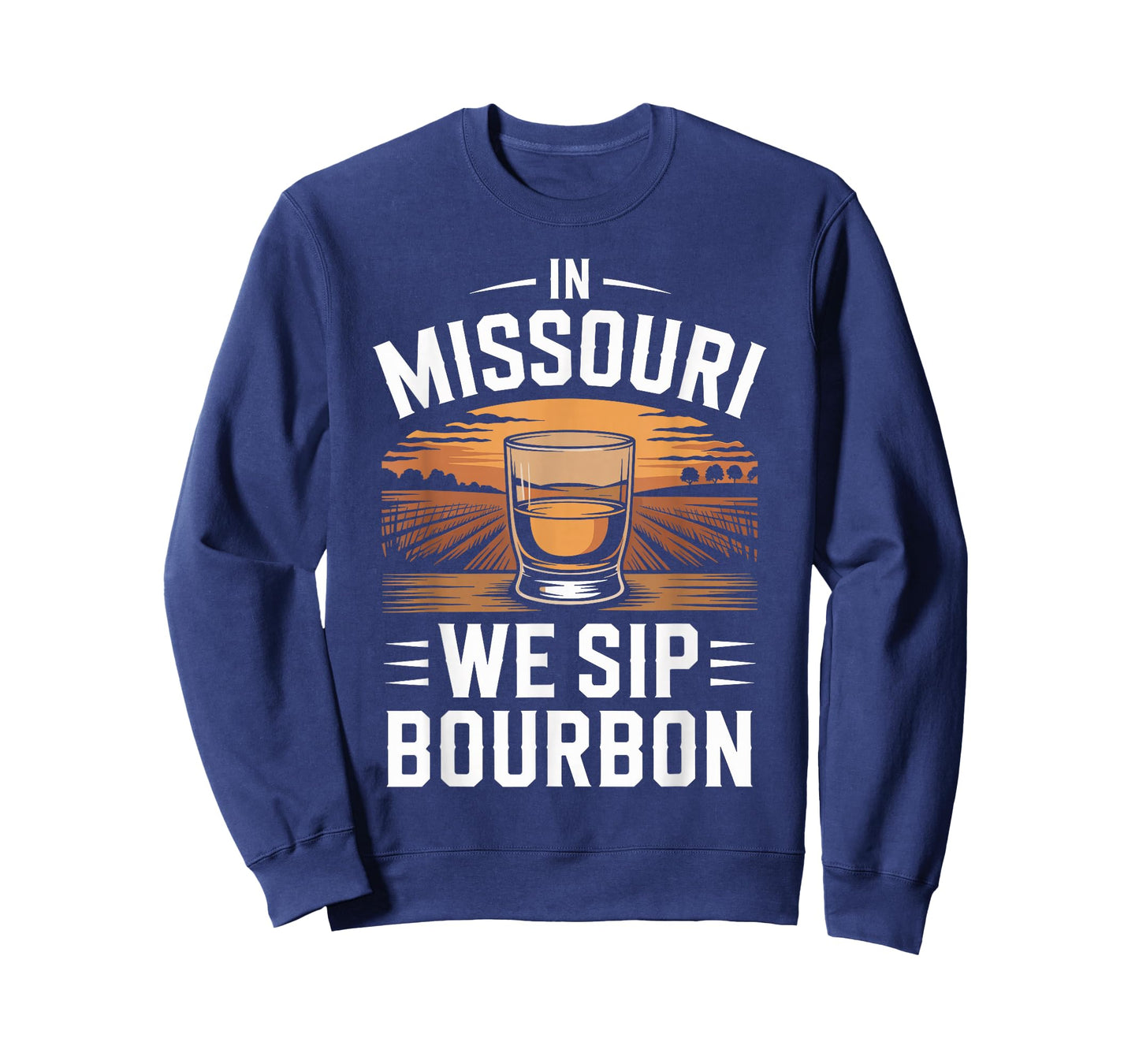 in Missouri We Sip Bourbon Vintage Sunset Whiskey T-Shirt