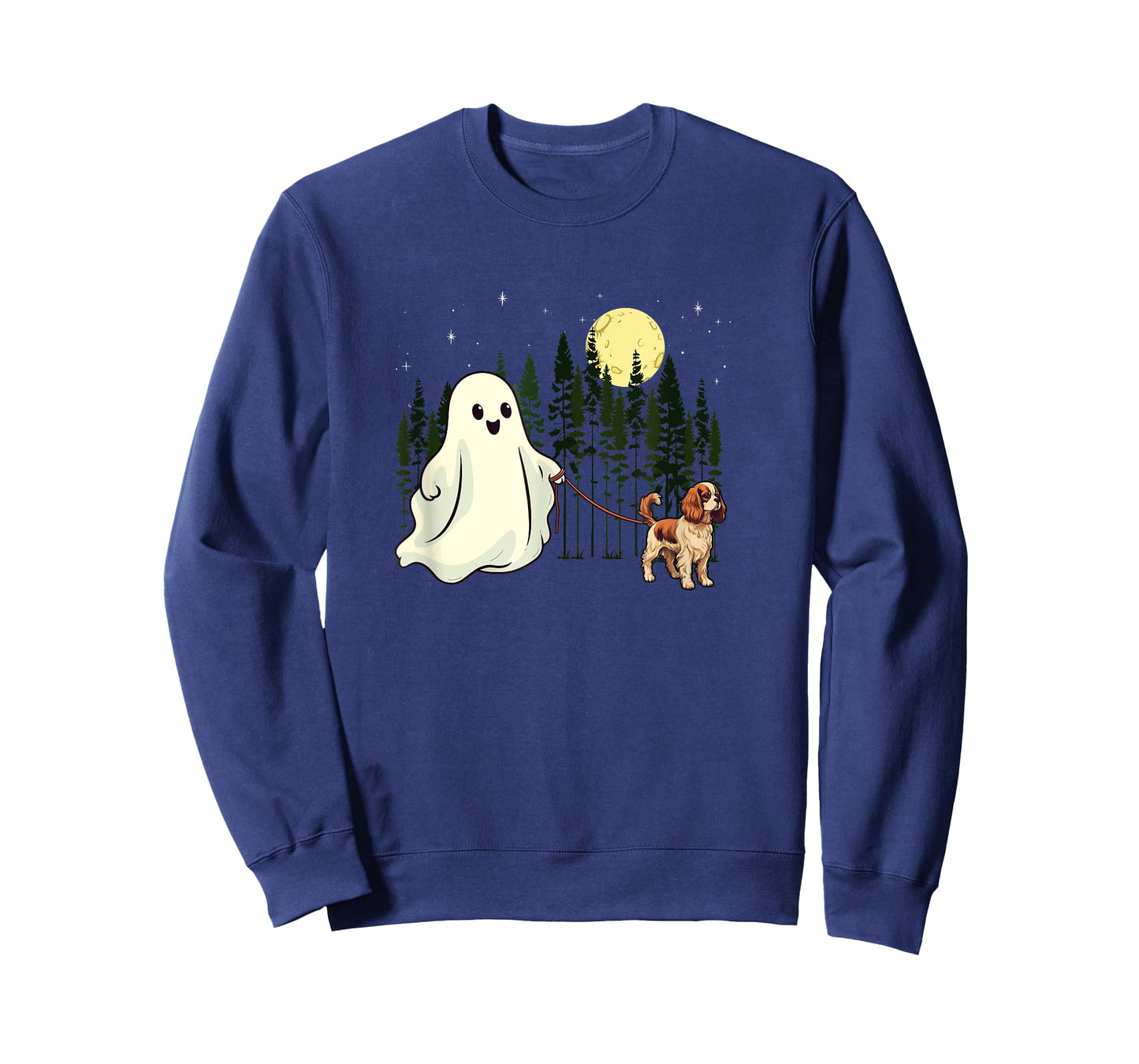 Cavalier King Charles Spaniel Walking Ghost Halloween Funny T-Shirt