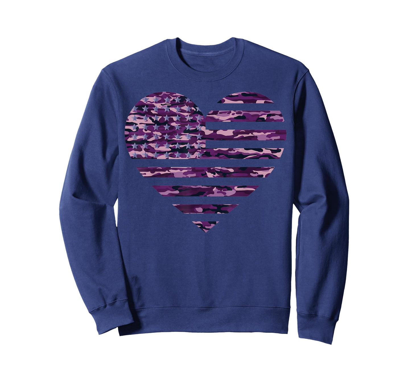 Camo American Flag Heart Camouflage Tactical Purple Military T-Shirt