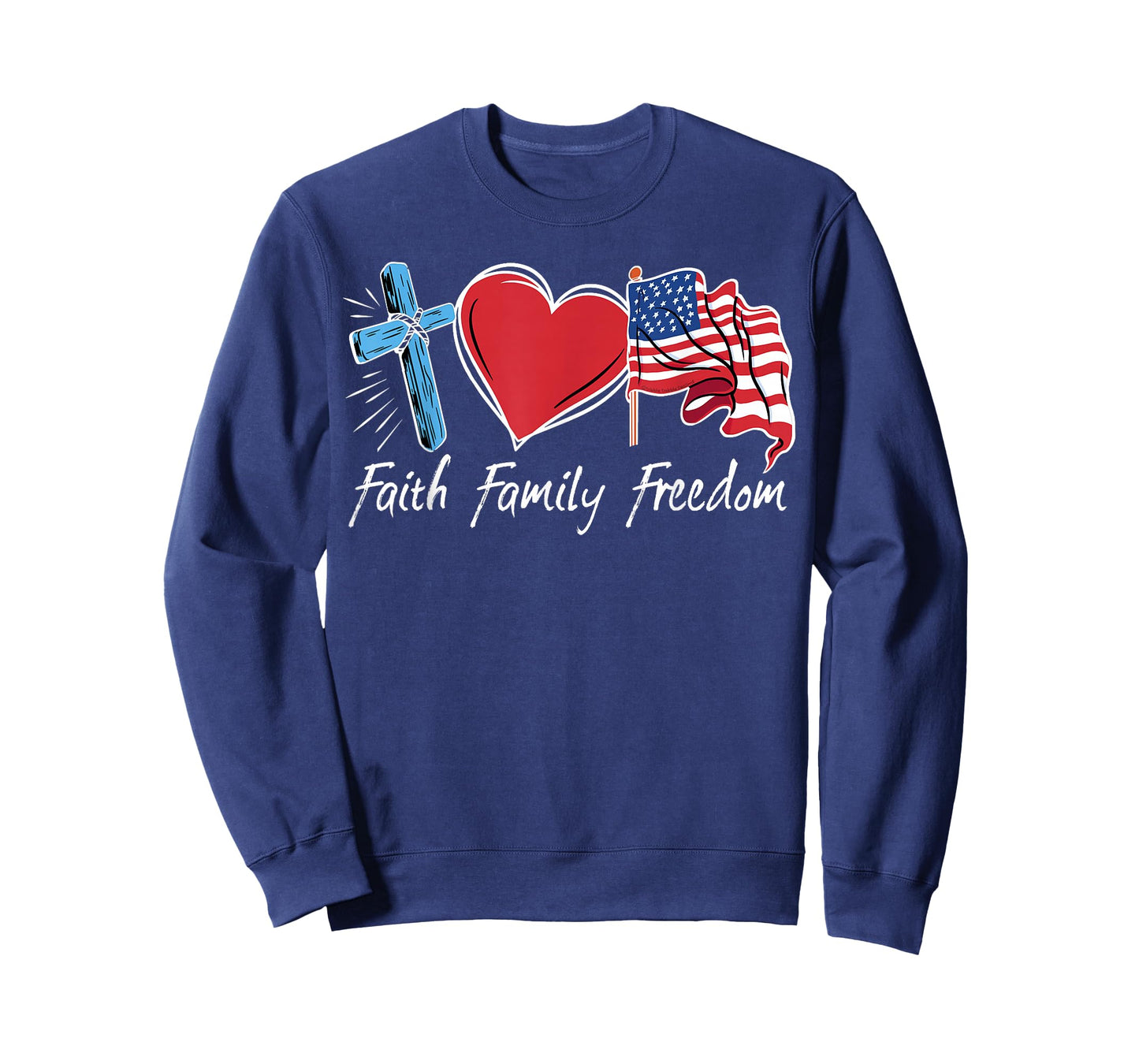 Patriotic Retro Faith Family Freedom USA Flag 4th of July T-Shirt