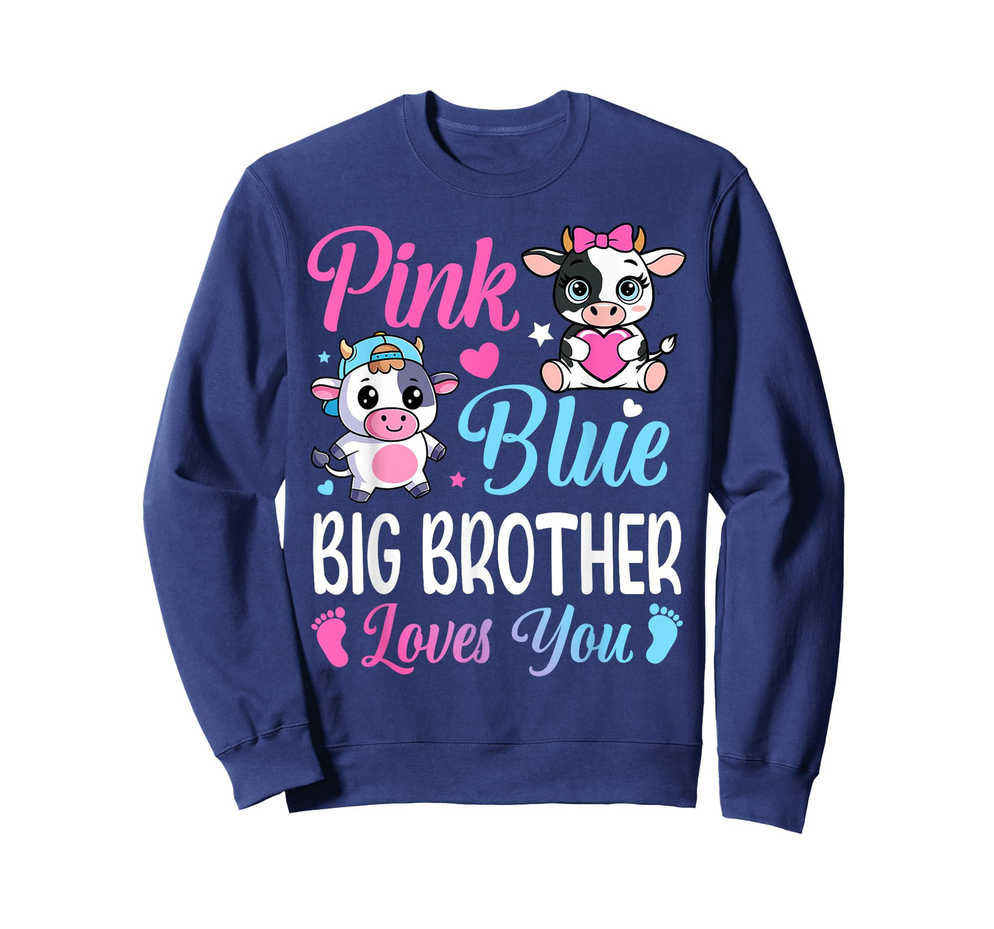 Pink Or Blue Big Brother Loves You Cow Gender Reveal Family T-Shirt