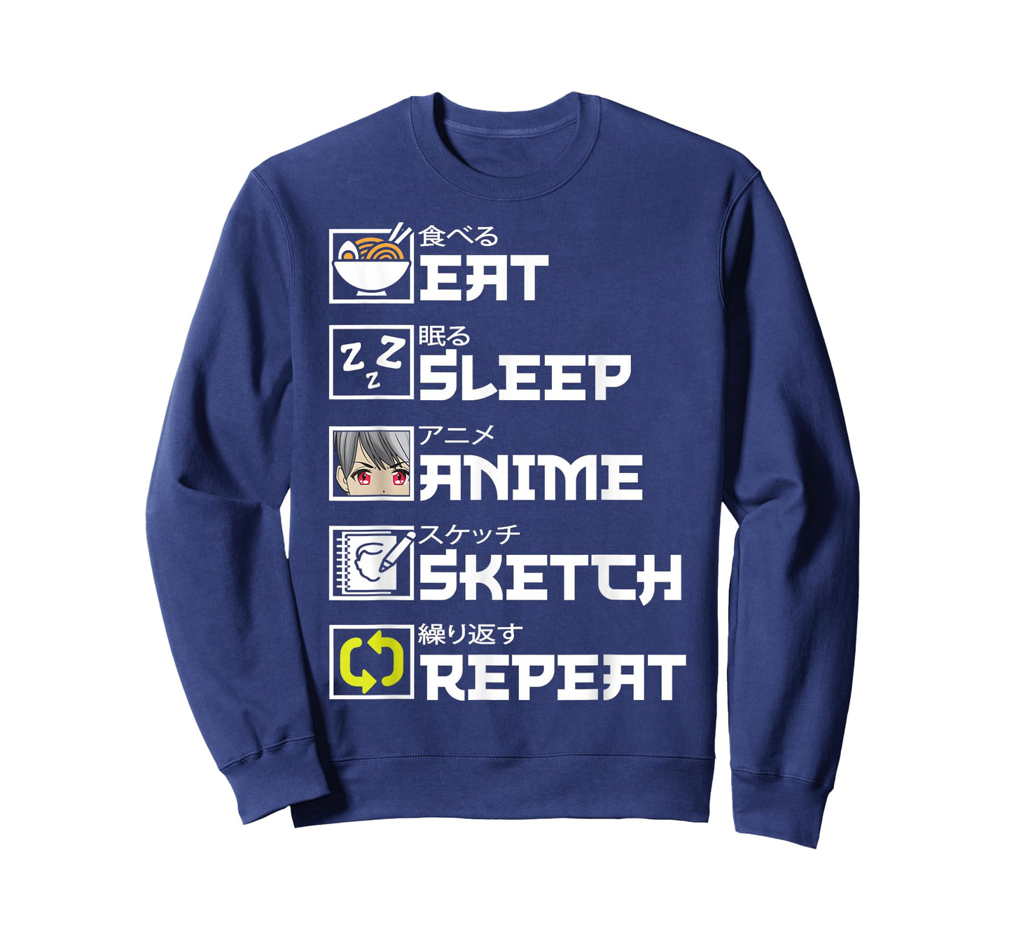 Eat Sleep Anime Sketch Repeat Kawaii Otaku Manga Ramen Japan T-Shirt