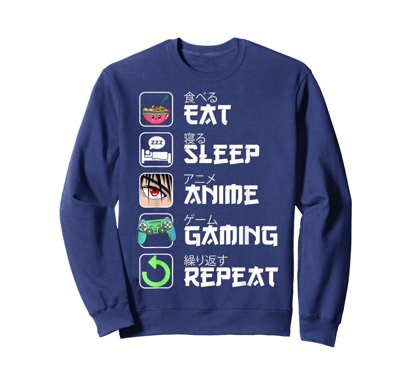 Eat Sleep Anime Gaming Repeat Japan Kawaii Manga Anime Gifts T-Shirt