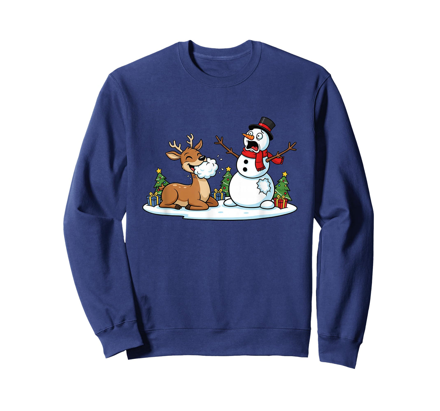 Funny Deer Snowman Christmas Tree Xmas Womens Mens Kids T-Shirt