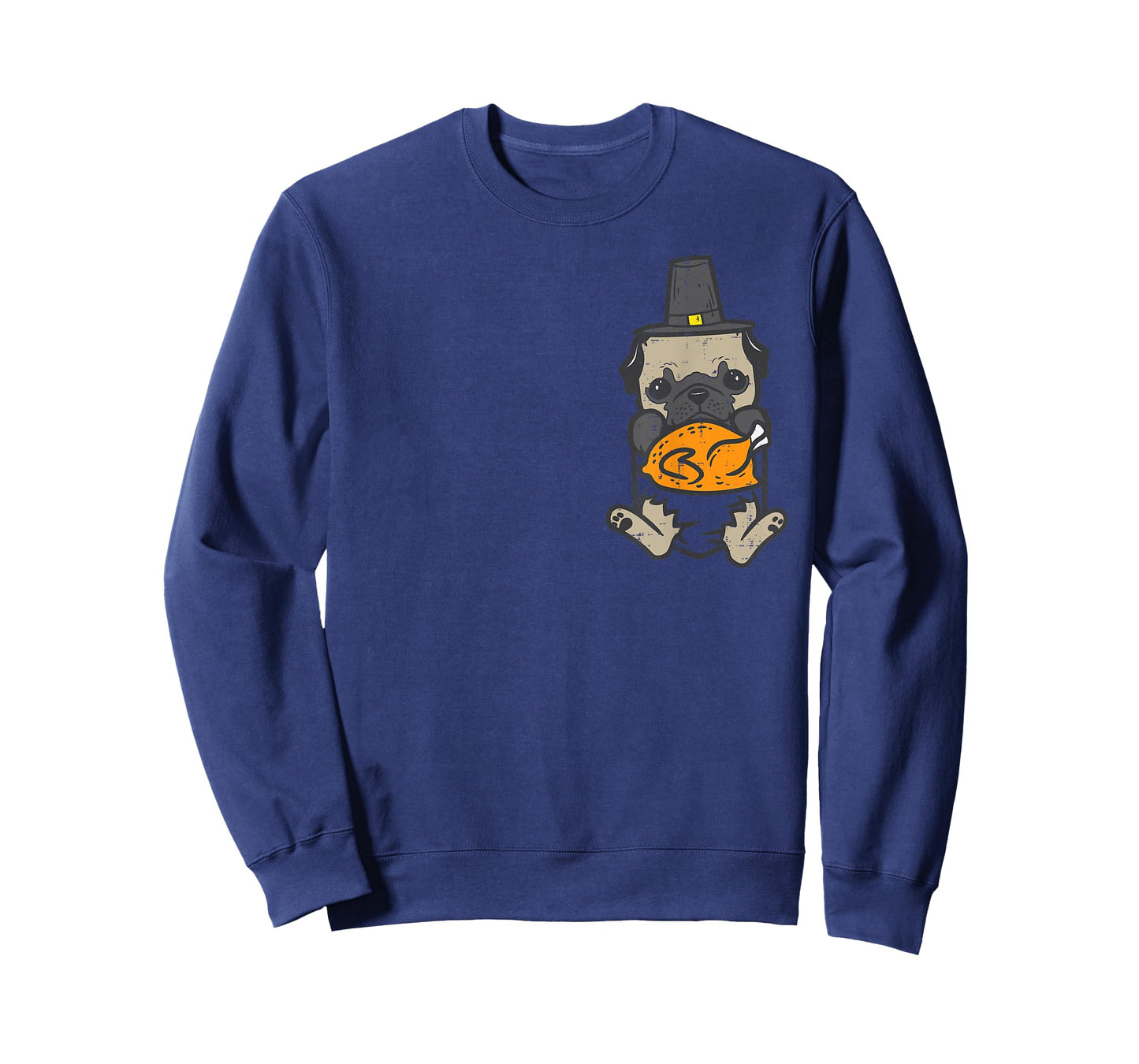 Pocket Pilgrim Pug Turkey Thanksgiving Dog Men Women Kids T-Shirt