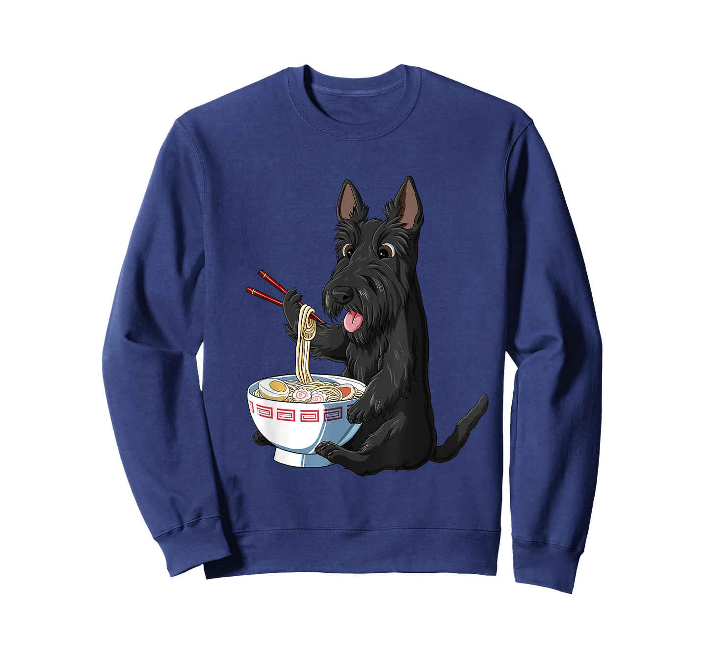 Funny Japanese Anime Dog Scottish Terrier Eating Ramen T-Shirt