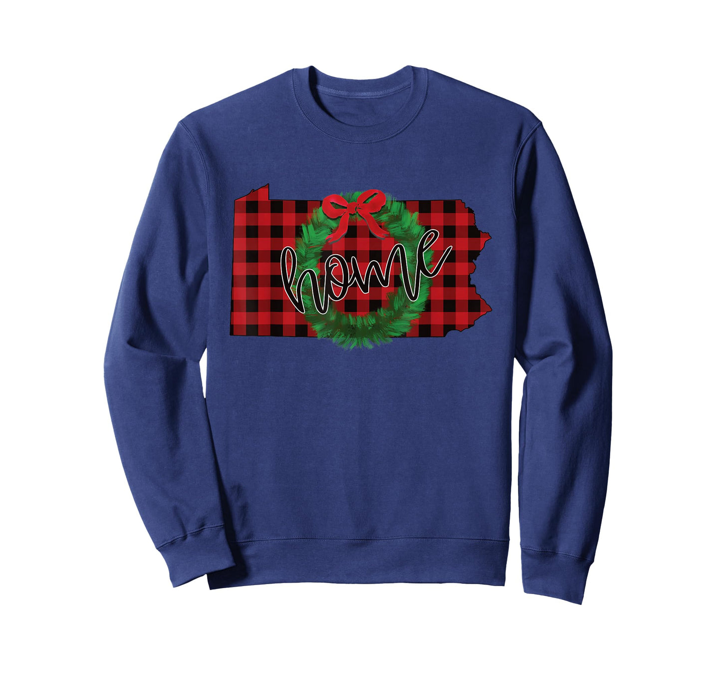 Pennsylvania Buffalo Plaid Christmas Home Wreath Retro T-Shirt