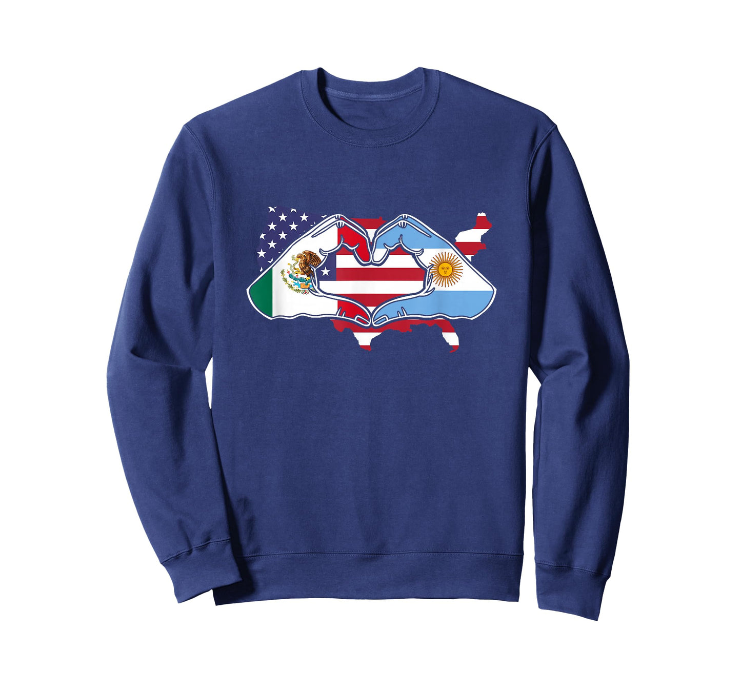 Heart hands Mexico and Argentina. USA flag T-Shirt