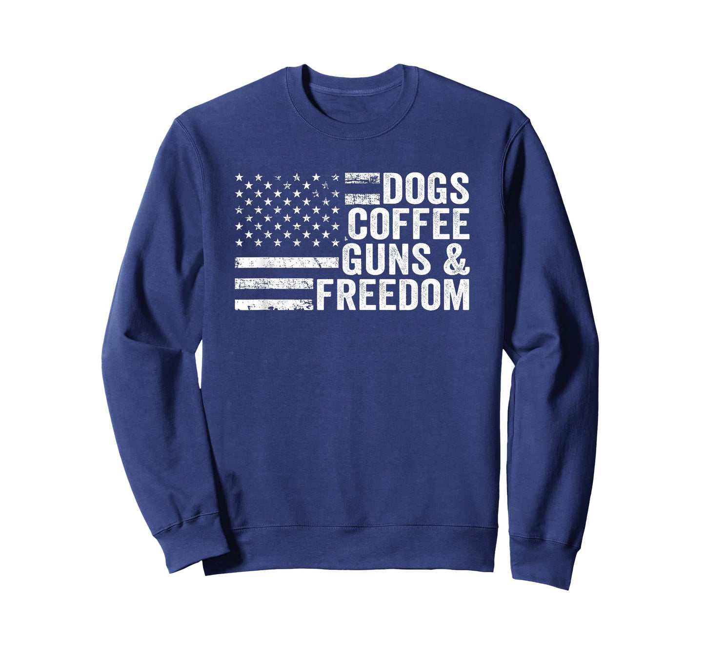 DOGS COFFEE GUNS & FREEDOM - American Flag Funny Pro Gun T-Shirt