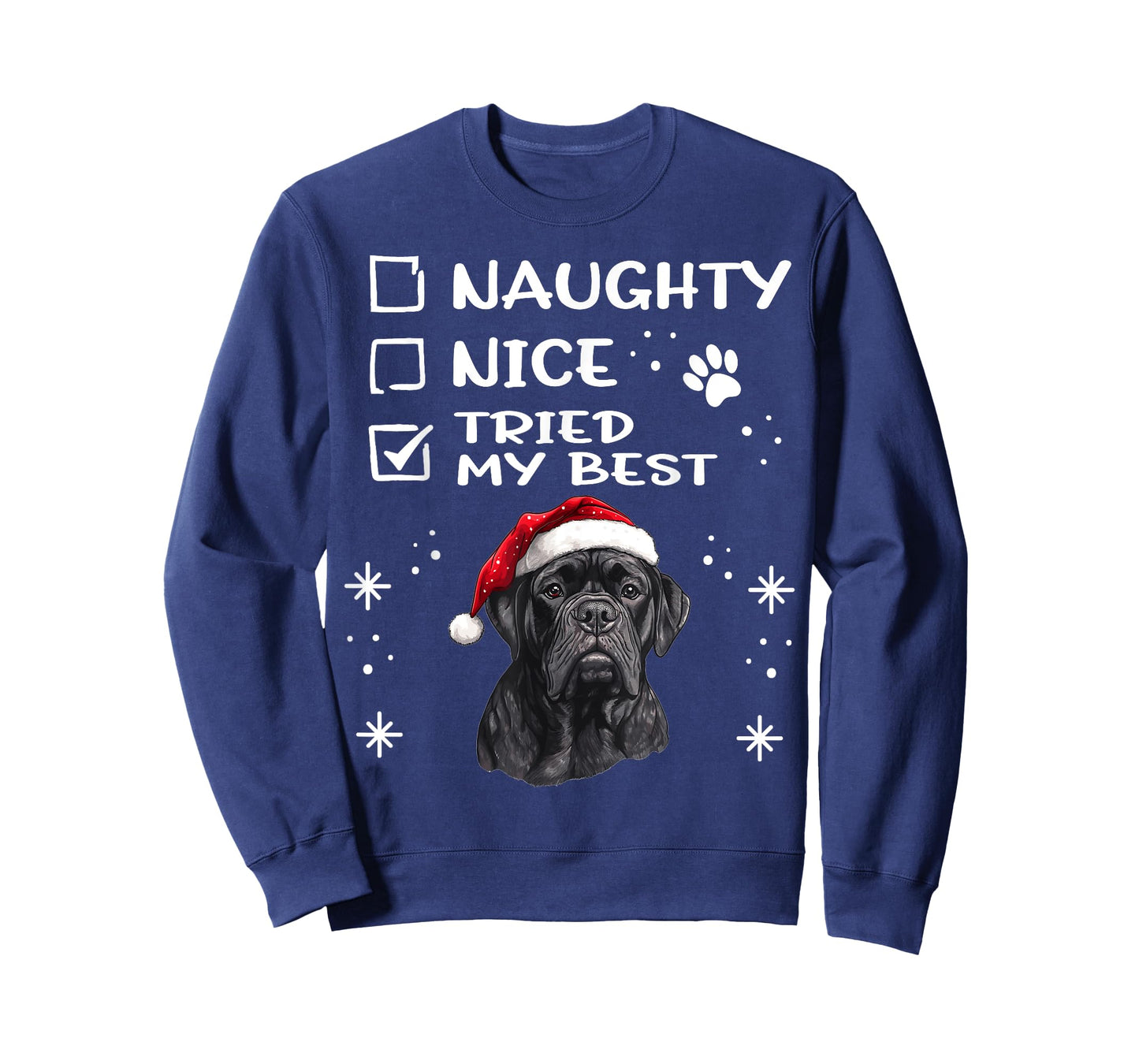 Cute Cane Corso Dog Christmas Naughty Nice Tried my Best T-Shirt