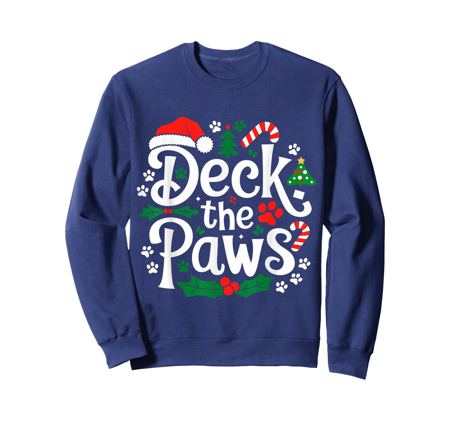Deck The Paws Christmas Dog and Cat Funny Festive T-Shirt