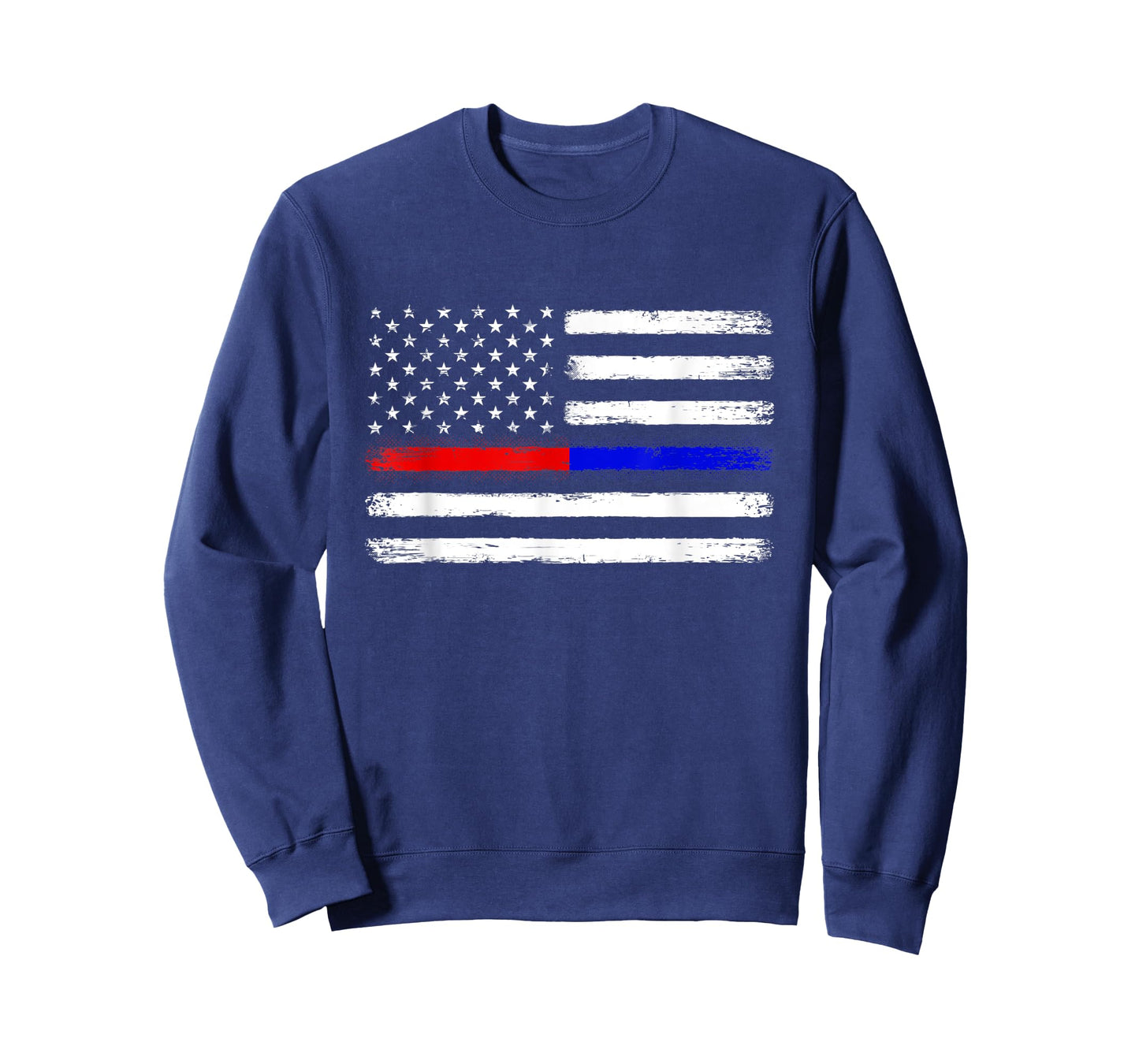 Thin Red Blue Line Flag Support Police Firefighter Patriotic Women Kids Men T-Shirt