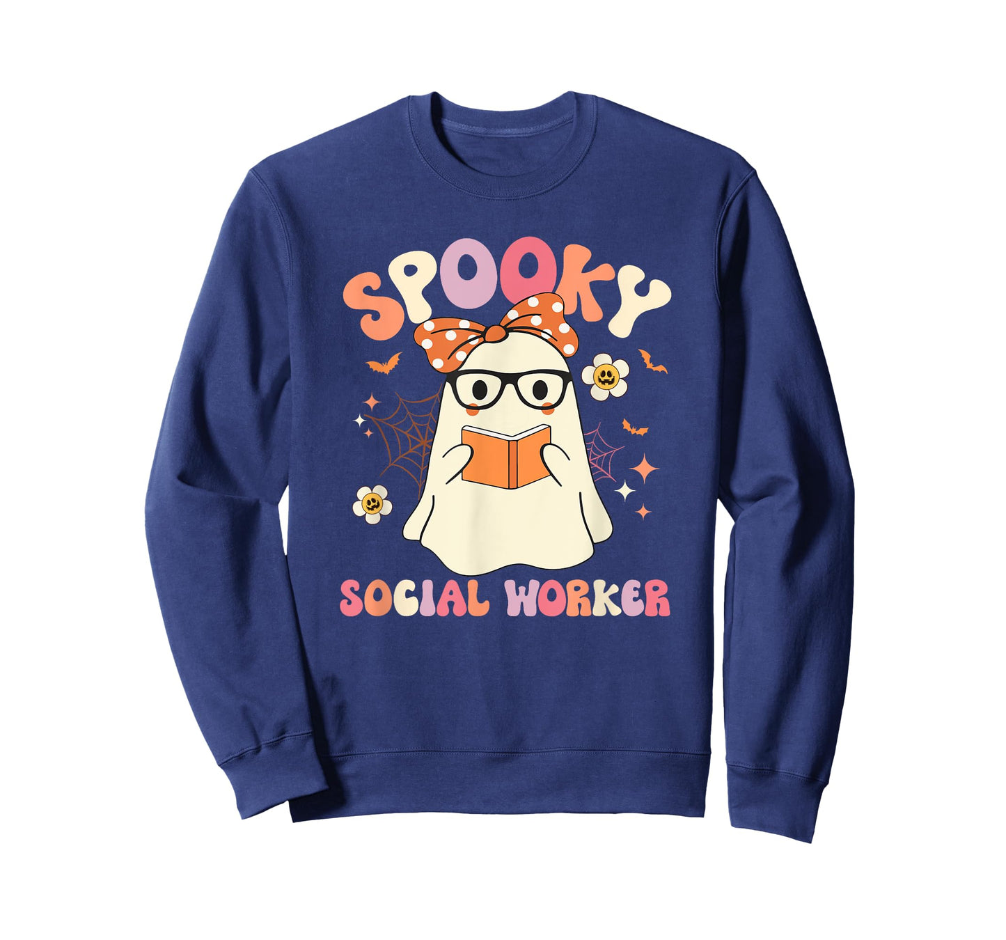 Groovy Spooky Social Worker Ghost Vintage Halloween Costume T-Shirt
