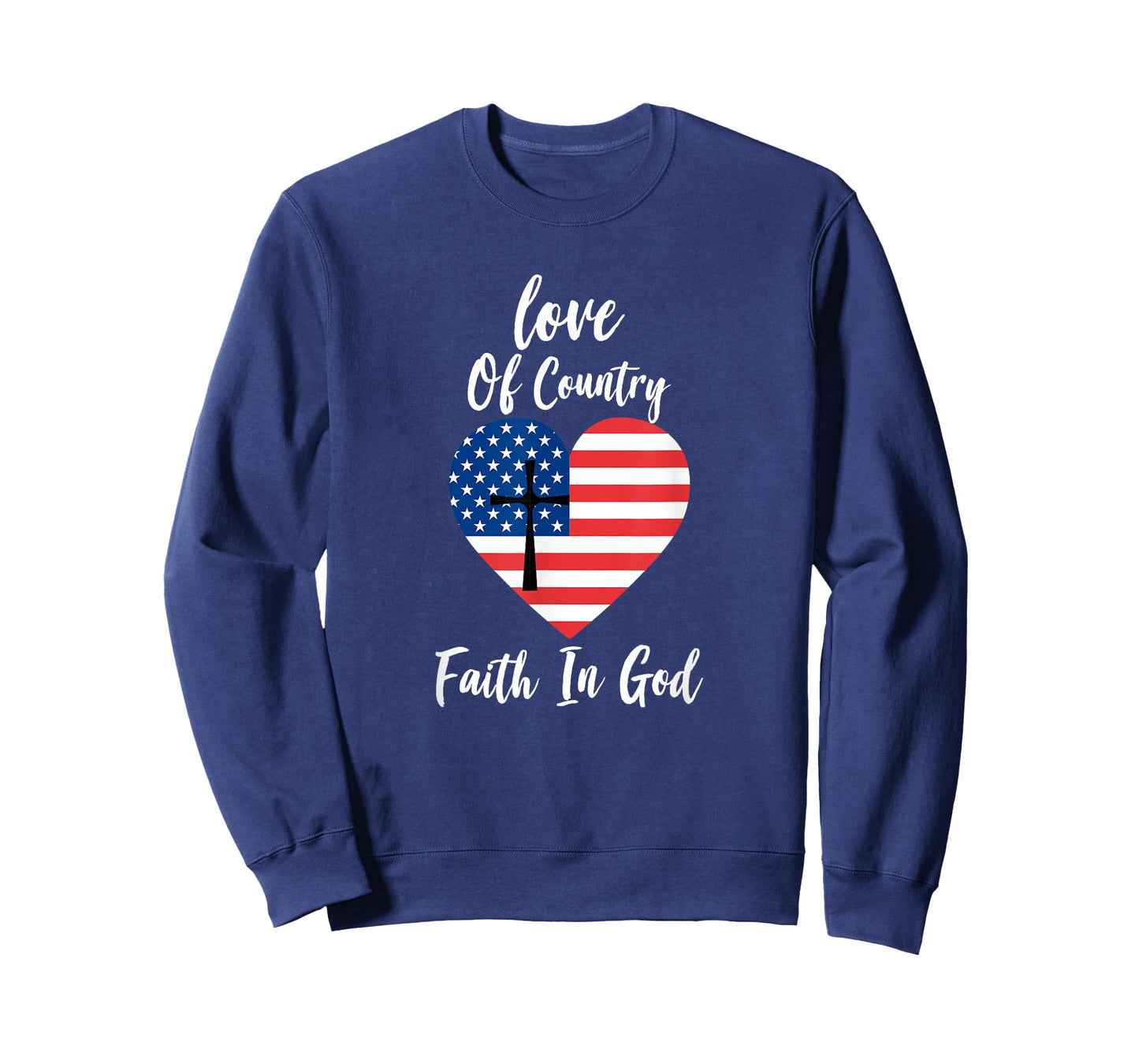 Patriotic Christian Faith In God Heart Cross American Flag T-Shirt
