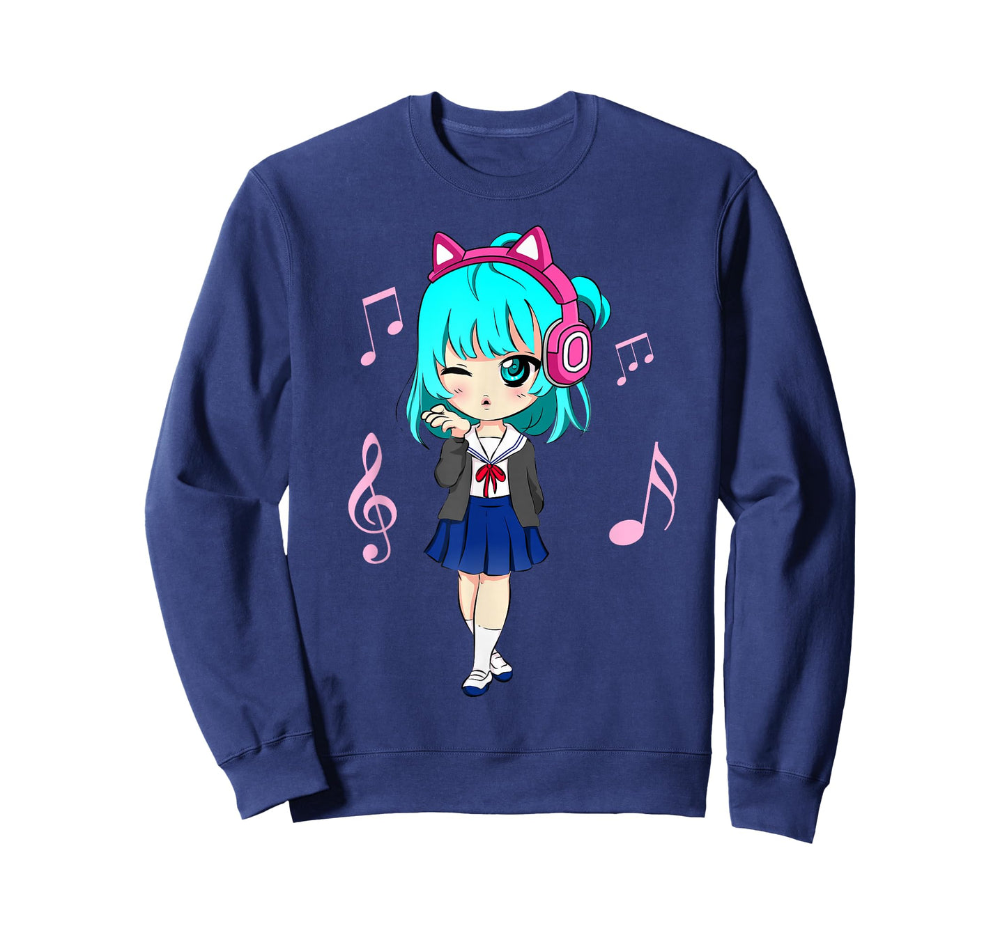 Funny Anime and Music Girl for Teen Chibi Graphic Anime Girl T-Shirt Small