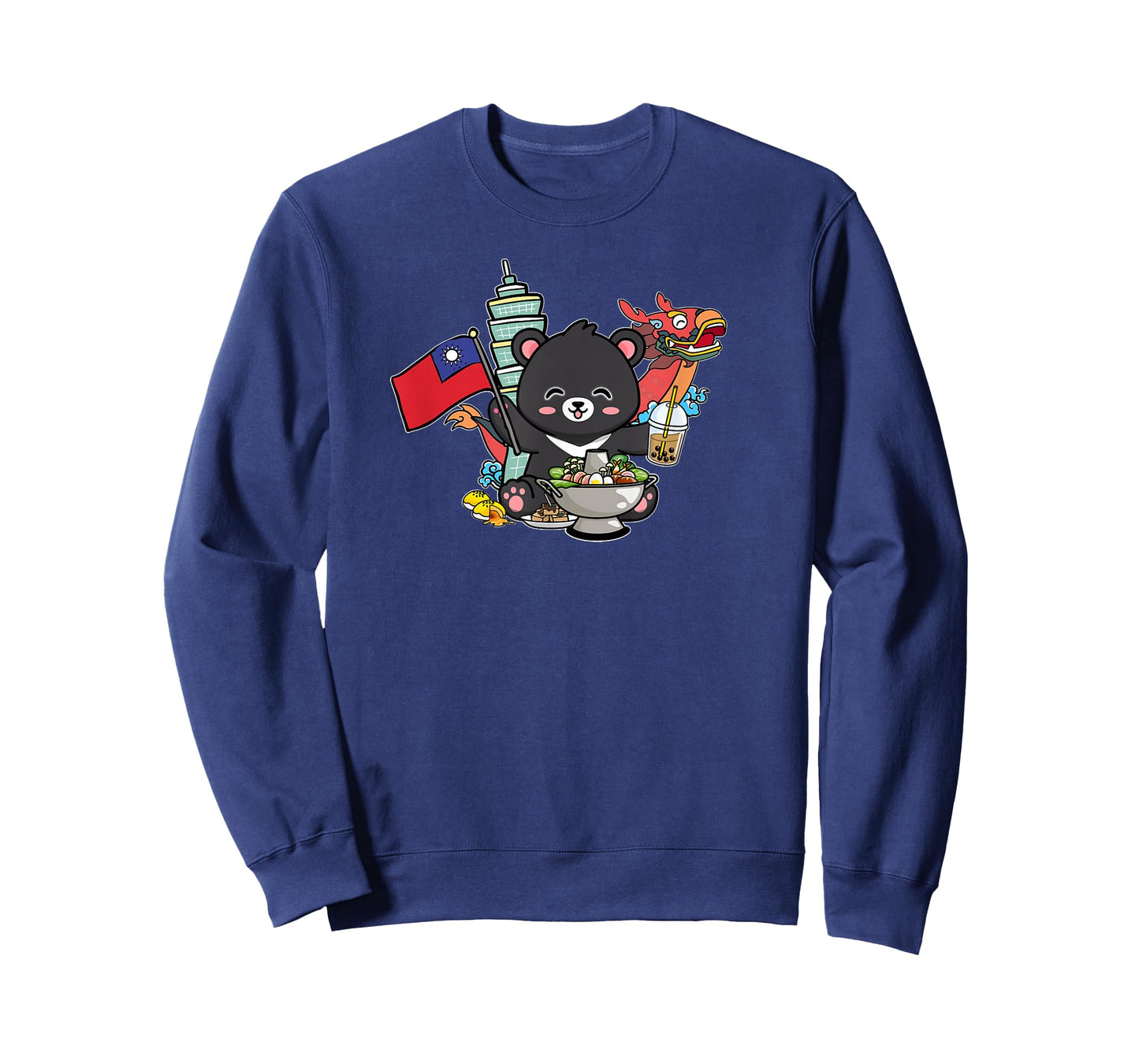 Kawaii Hot Pot Boba Bear Taiwan Flag Travel T-Shirt