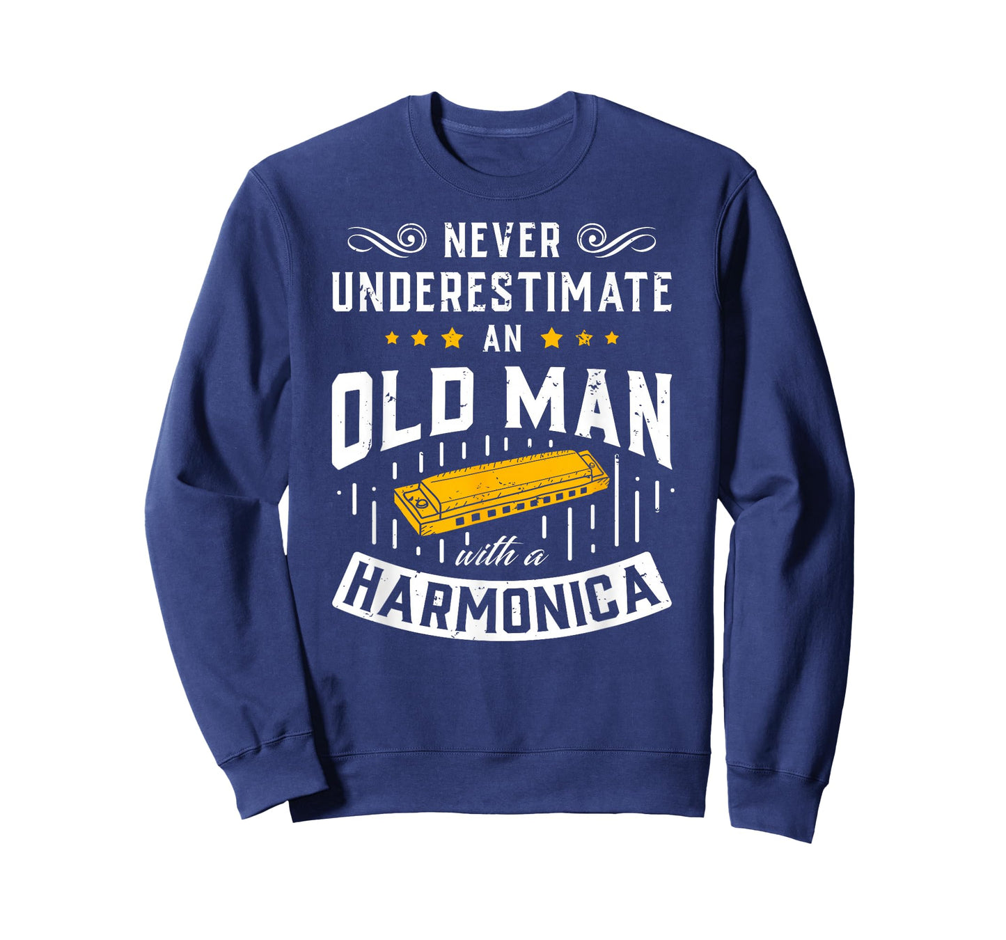 An Old Man With A Harmonica Music Musician Gift T-Shirt