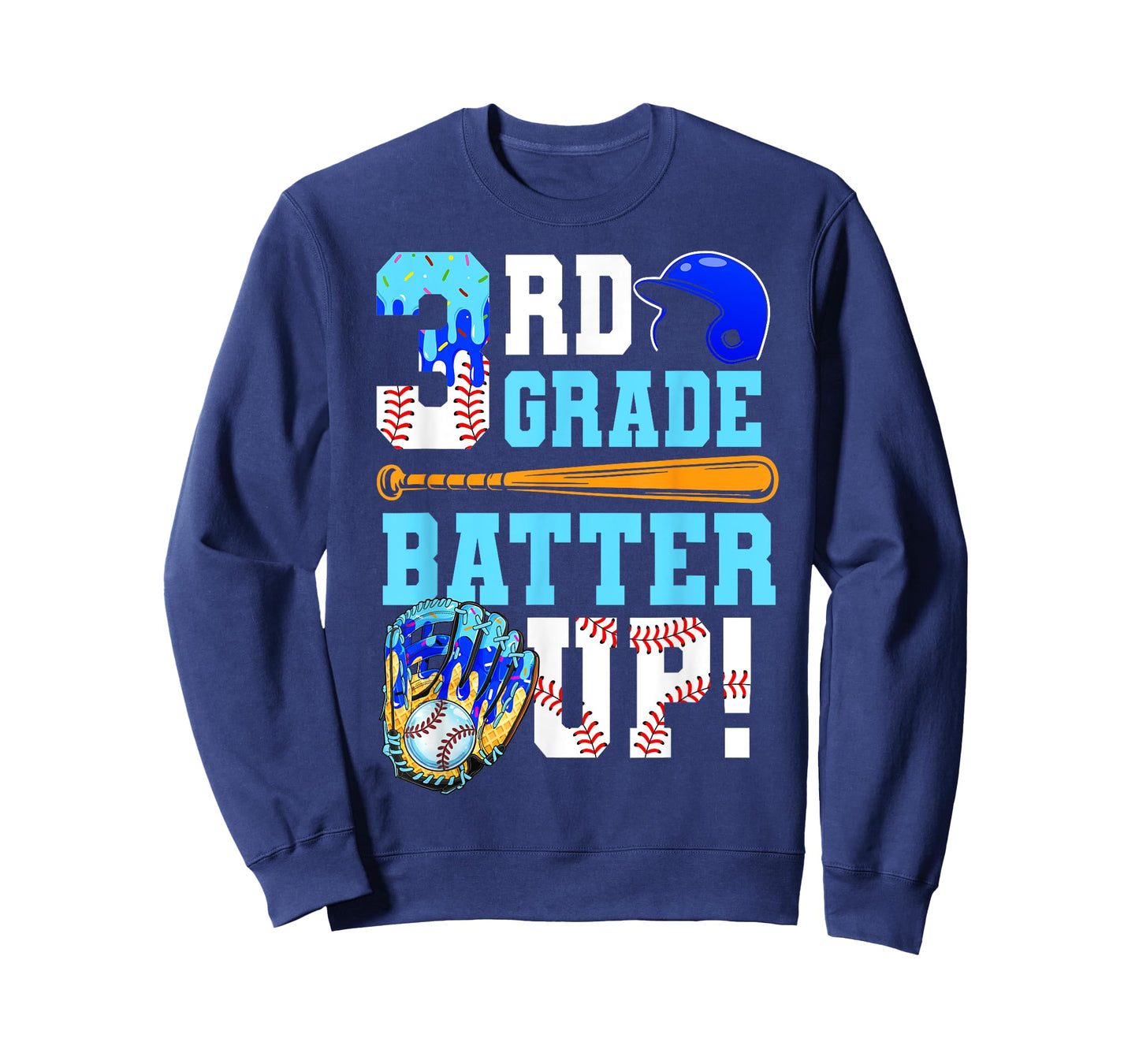 3rd Grade Back To School Baseball Drip Ice Cream Batter Up T-Shirt