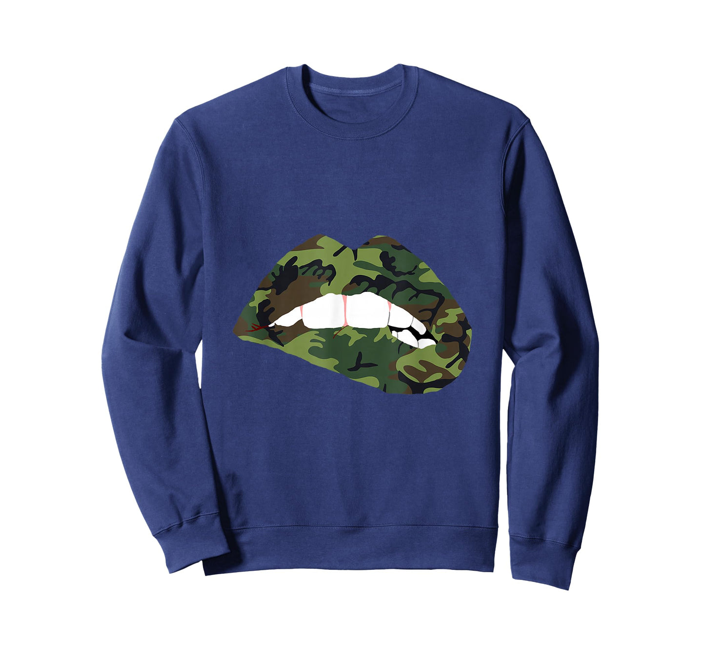 Camouflage Lips Mouth Military Kiss Me Biting Camo Kissing T-Shirt Small