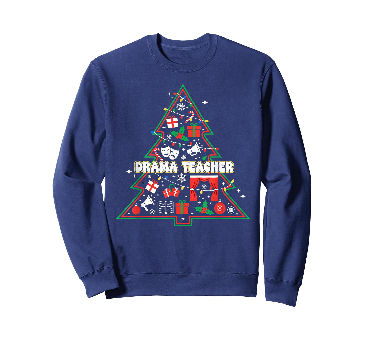 Funny Drama Teacher Christmas Tree Lights Womens Mens Kids T-Shirt