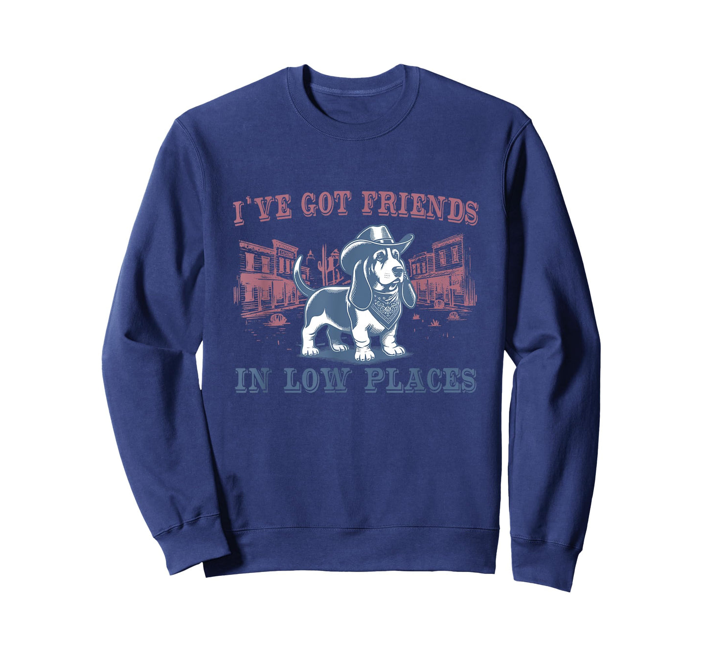 Basset Hound I Got Friends In Low Places Retro Western Dog T-Shirt