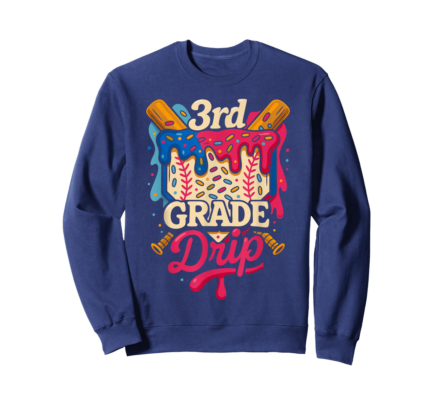 Kids 3rd Grade Ice Cream Drip Baseball Back to School T-Shirt