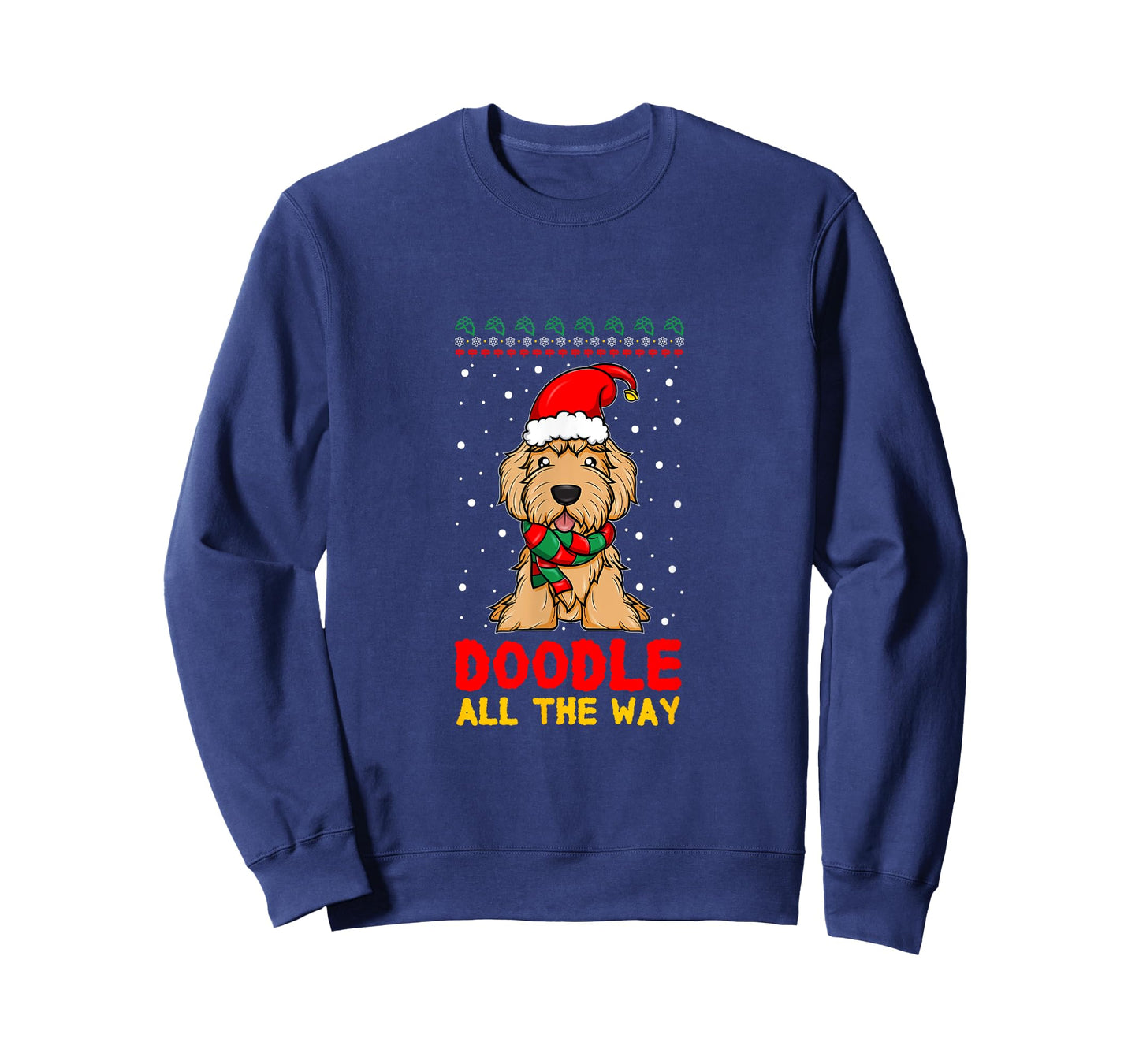Doodle All The Way Funny Goldendoodle Santa Hat Christmas T-Shirt