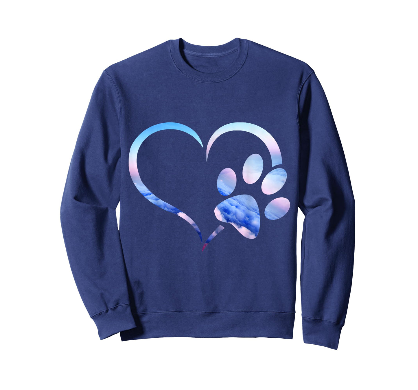 Blue pink Ombre Dog Paw Print heart For Dogs Lover T-Shirt for Men Women Girls Kids