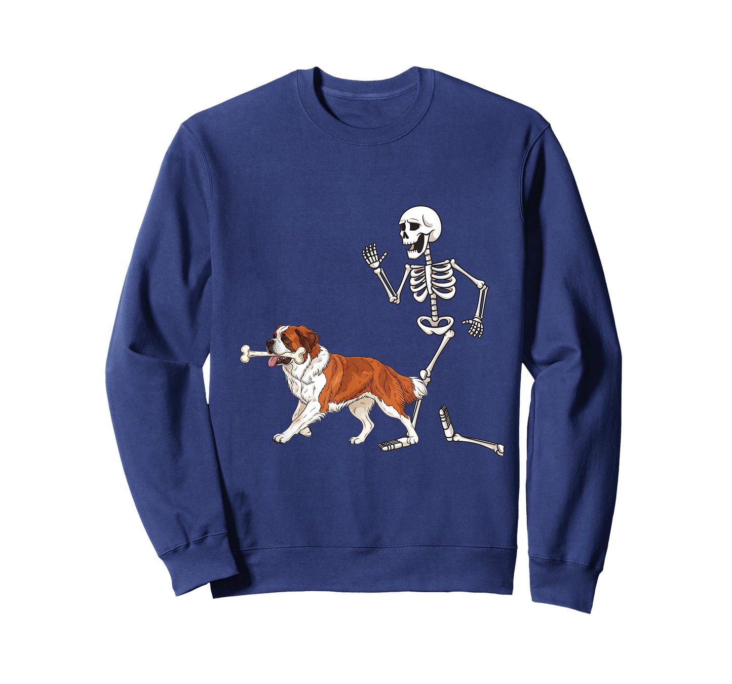 Funny Halloween Saint Bernard and Skeleton T-Shirt