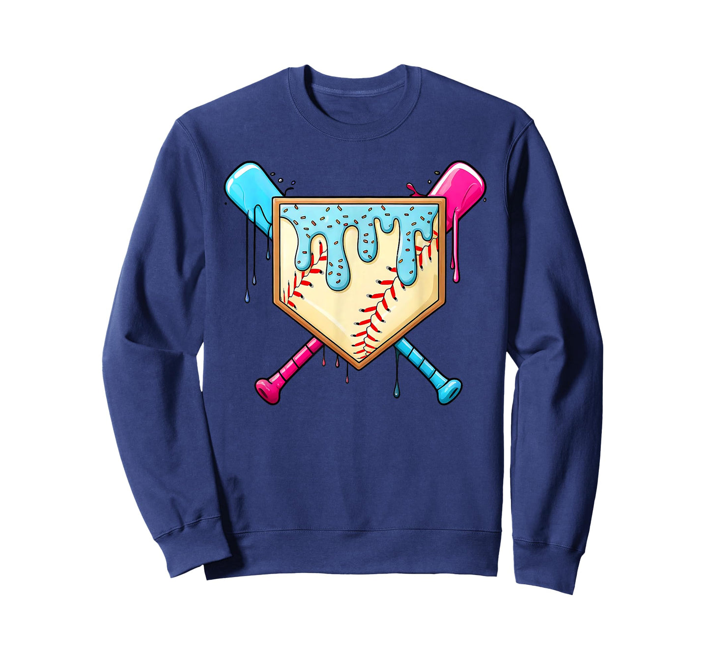 Baseball Game Day Home Plate Ice Cream Drip With Sprinkles T-Shirt