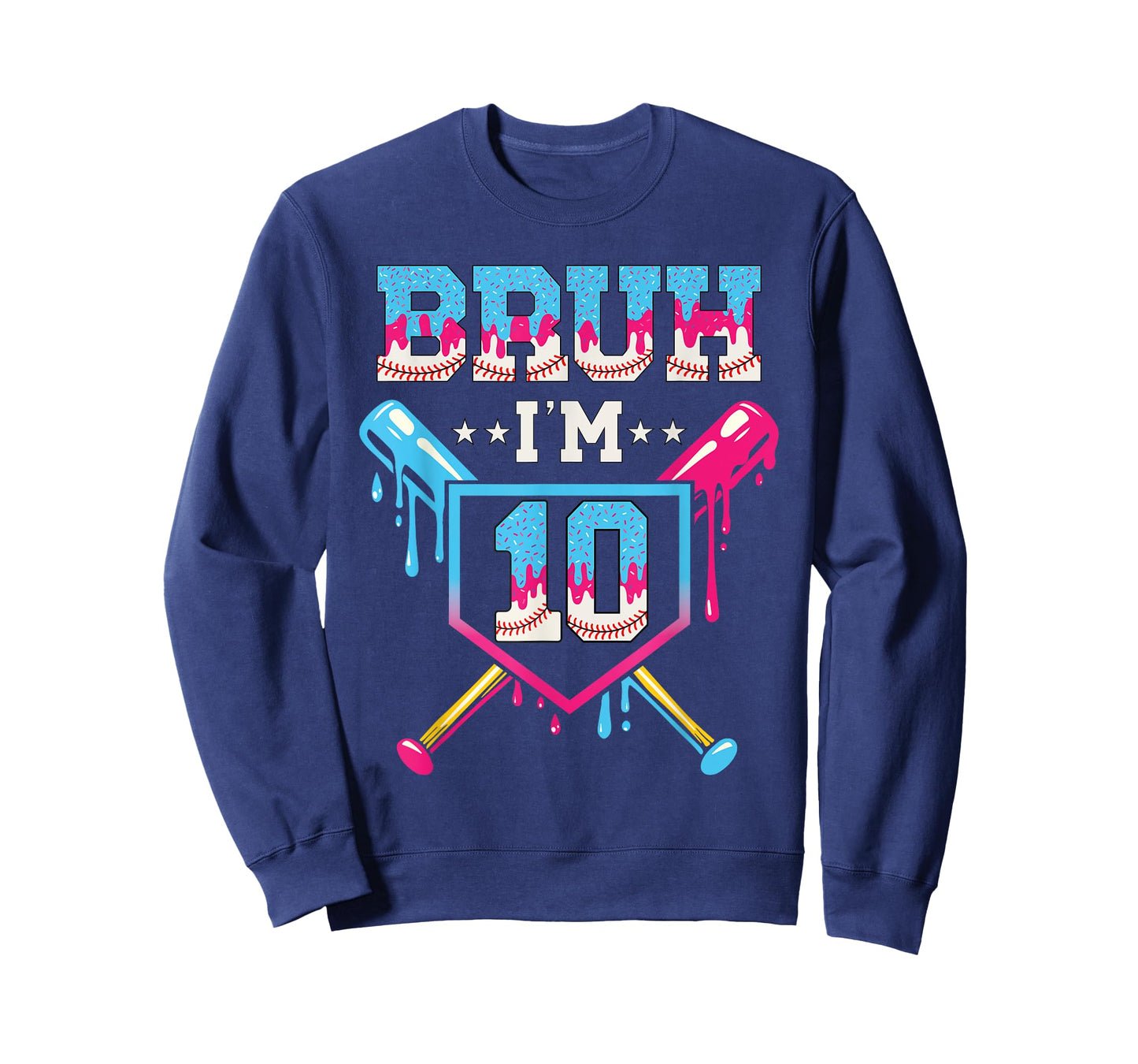 Bruh Baseball 10 Year Old Ice Cream 10th Birthday Boy T-Shirt