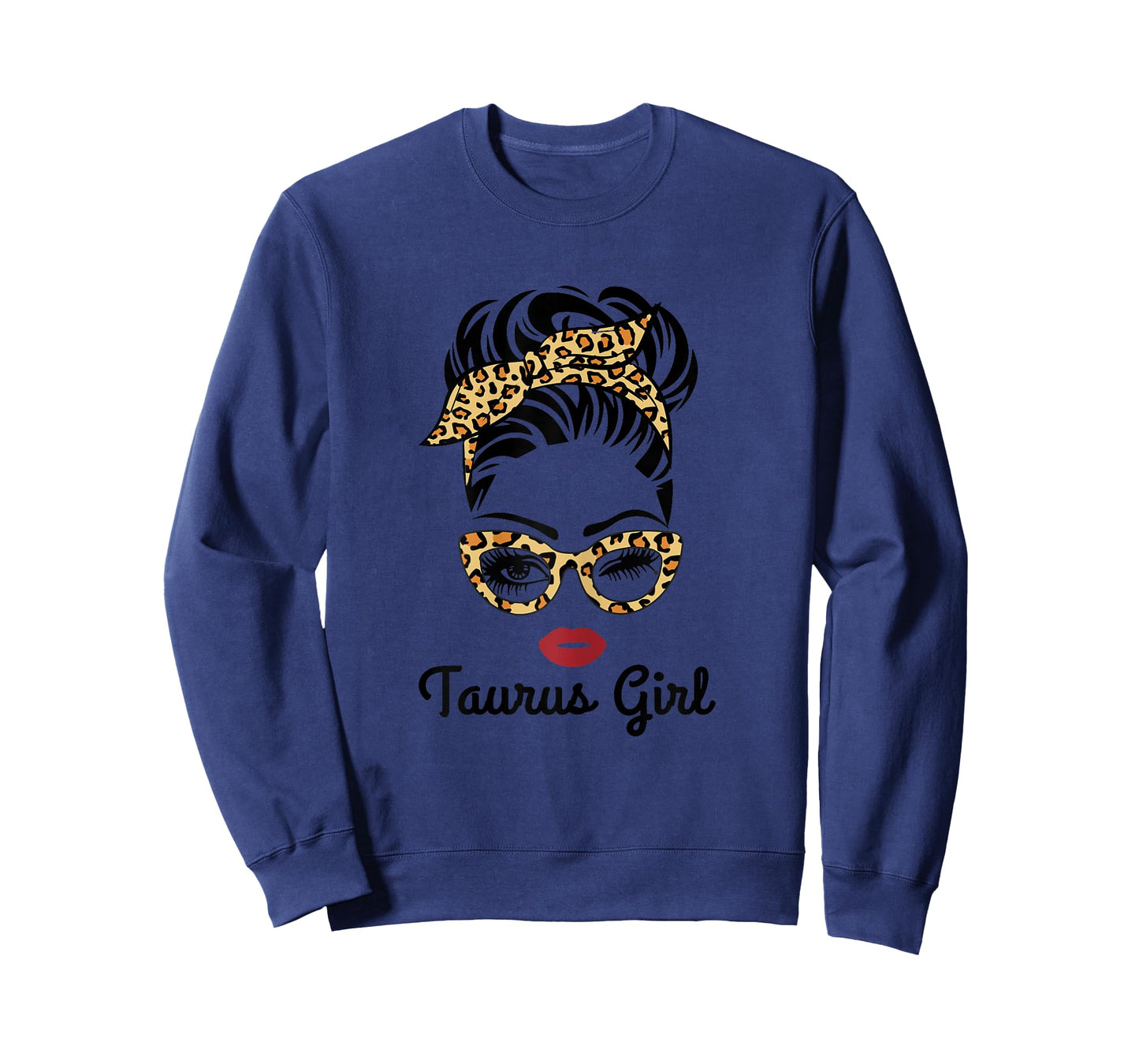 Taurus Girl Woman Face Leopard Bandana Wink Eye T-Shirt