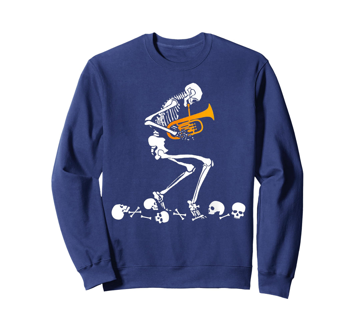 Skeleton Playing Tuba Instruments Musician Halloween T-Shirt