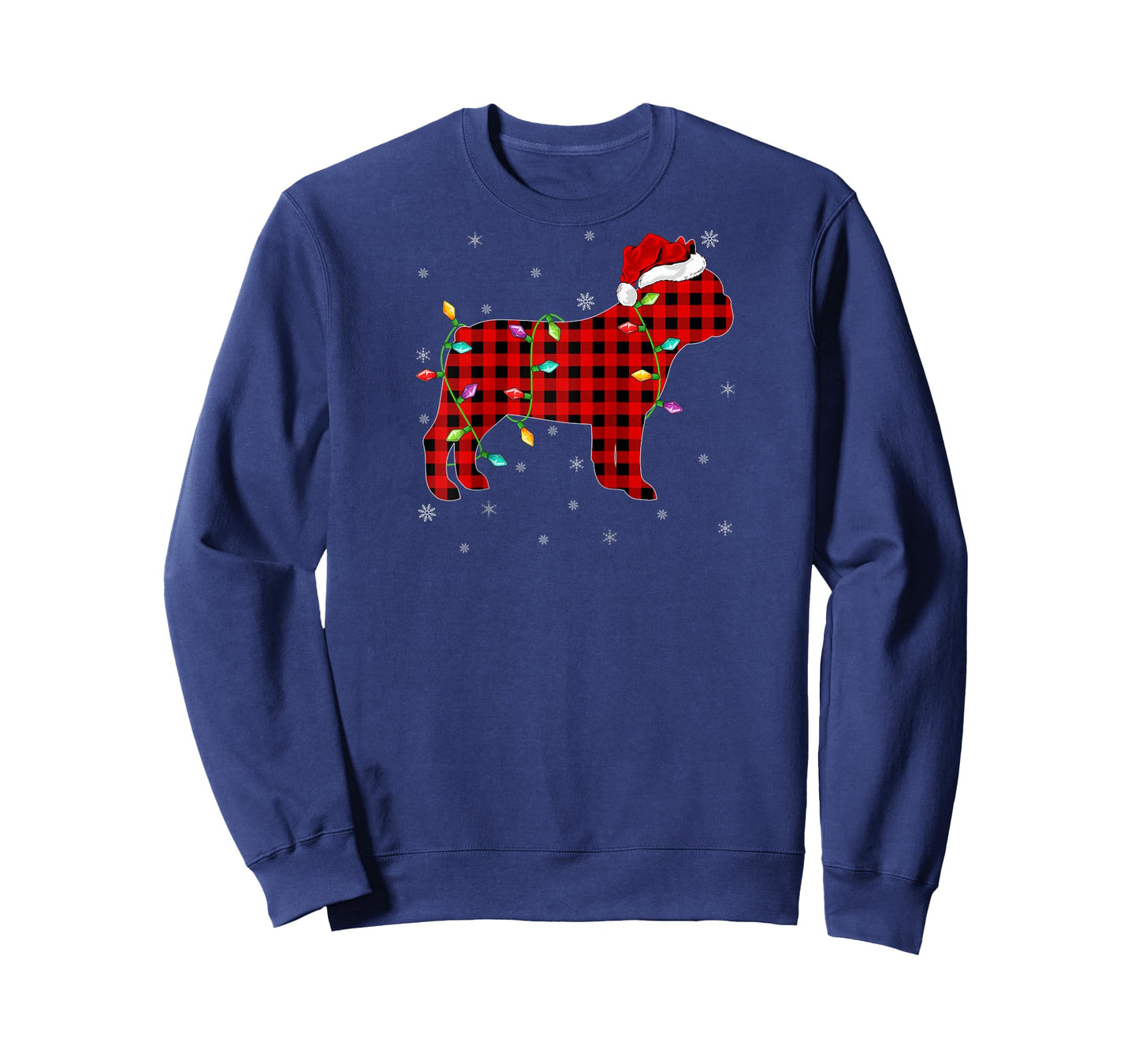 Buffalo Plaid Matching French Bulldog Christmas Pajama Raglan Baseball Tee