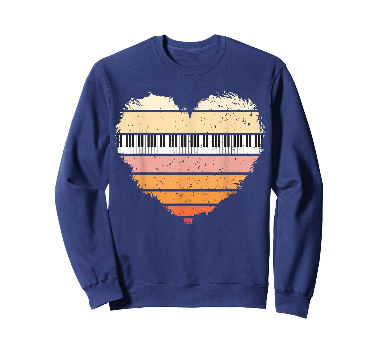 Piano Lover Pianist Piano Player Retro Sunset Heart Musician T-Shirt