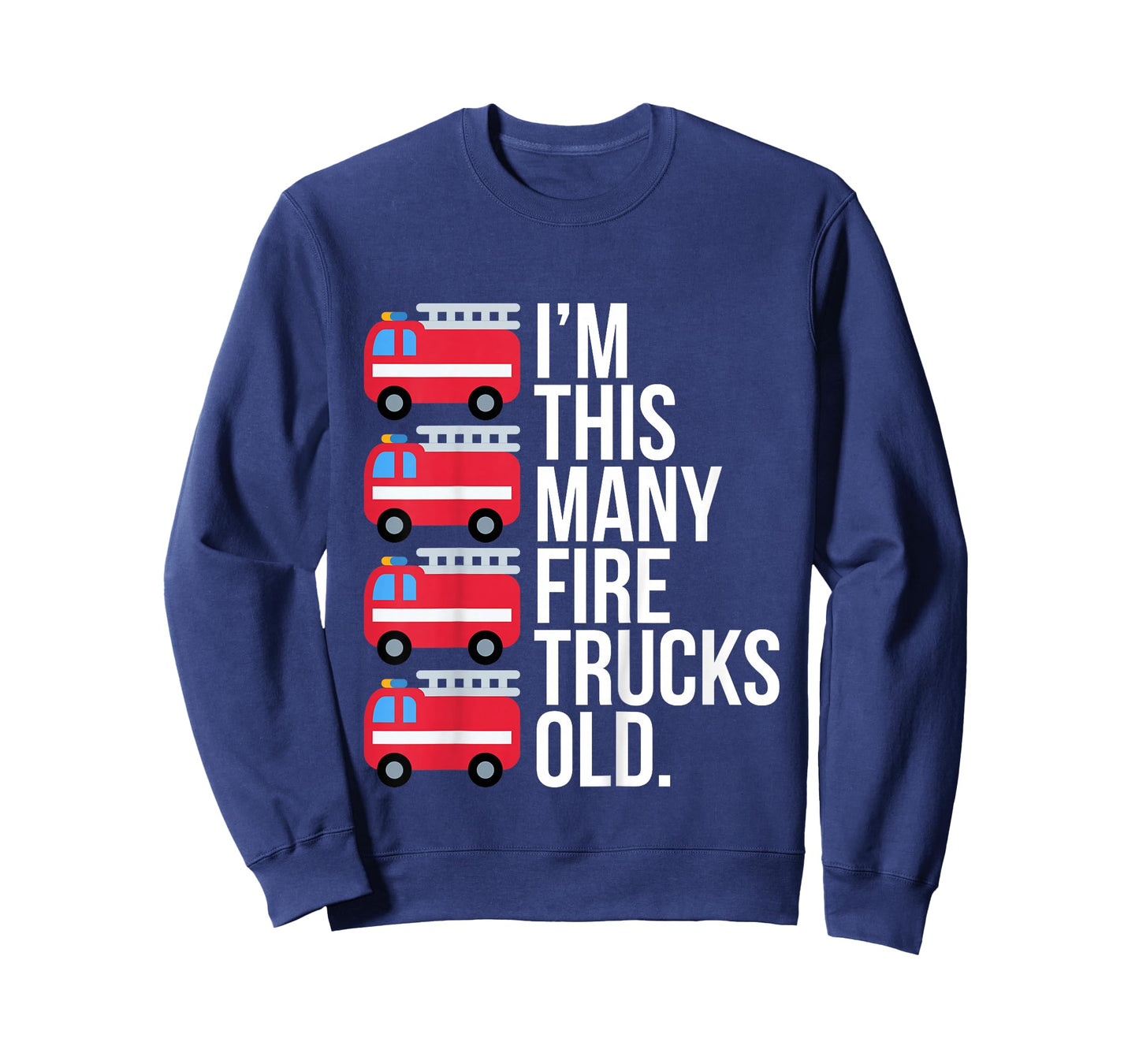 Im This Many Fire Trucks Old T-Shirt Four Year Old Birthday T-Shirt