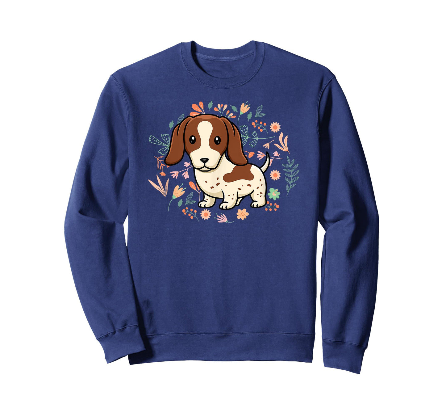 Floral Piebald Dachshund Lover Doxie Mom Dog Mama Lover Men Women Kids T-Shirt