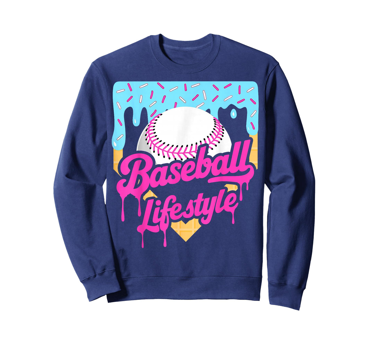 Baseball Life Lifestyle Home Plate Ice Cream Drip Men Boys T-Shirt