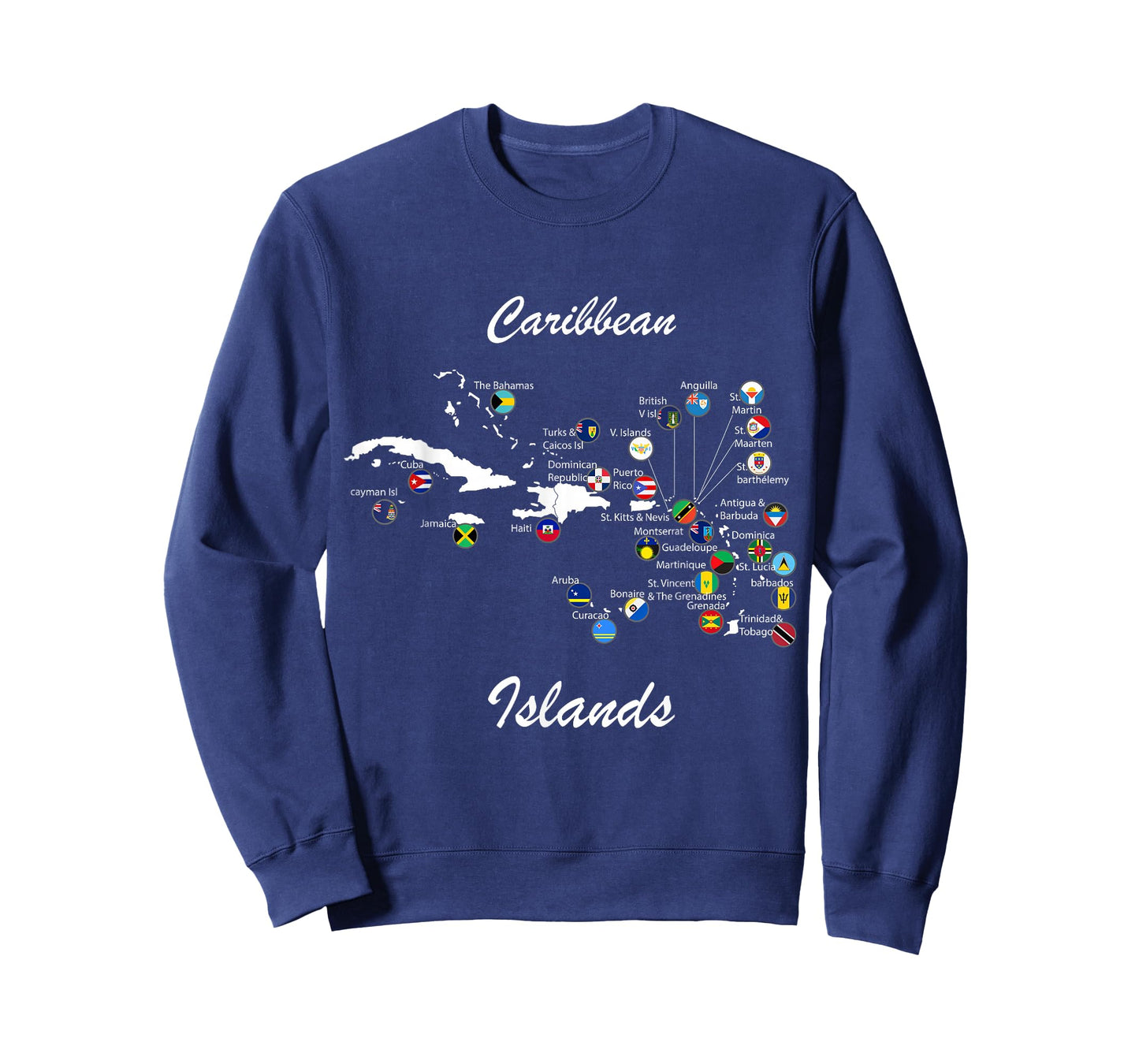 Caribbean islands Flags and map, Caribbean sea vacations Tee T-Shirt