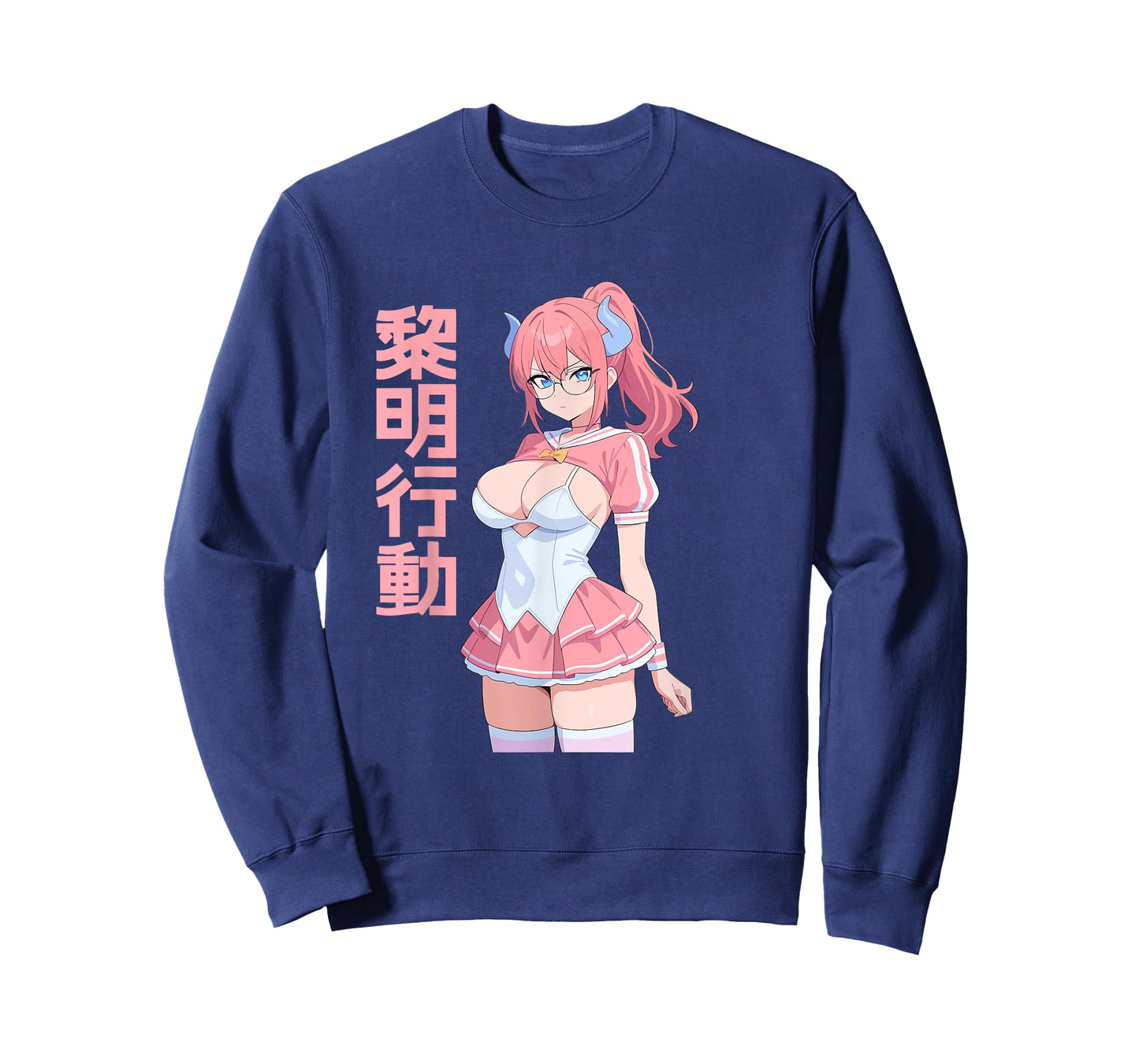 Waifu Sexy Anime Girl Horns Mini Skirt Japanese Retro Art T-Shirt