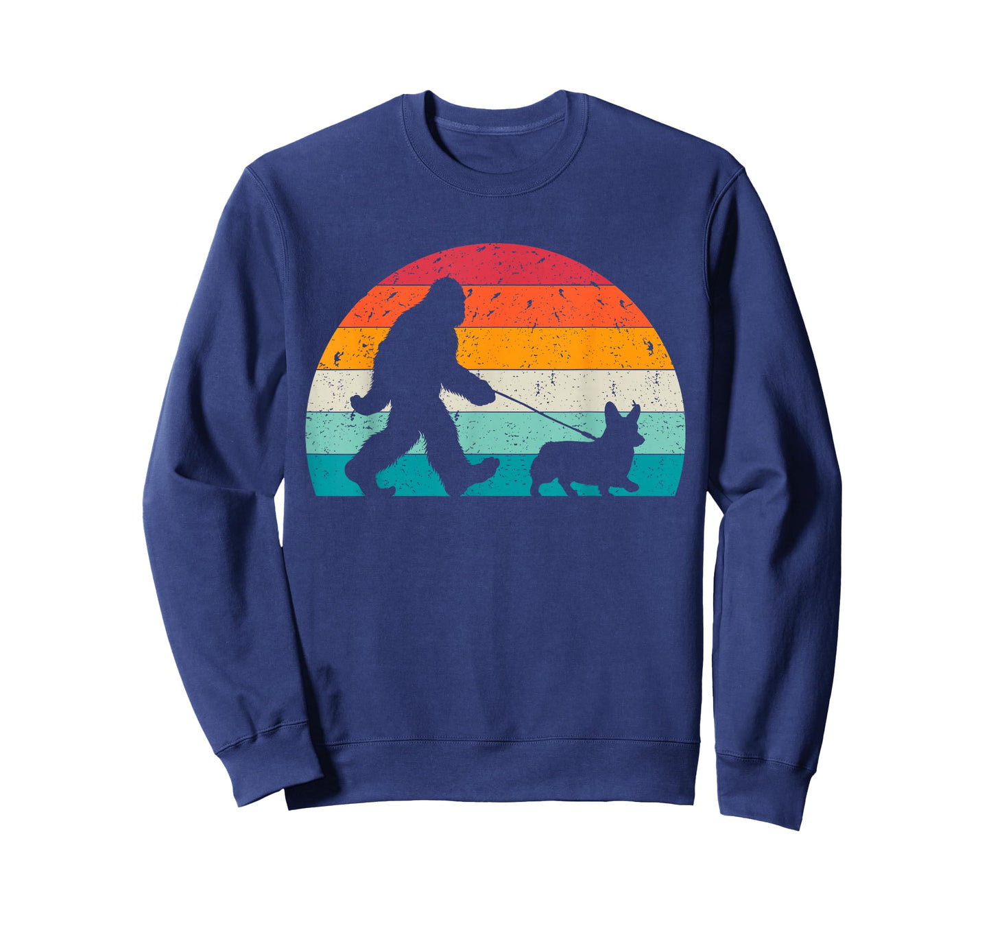 Bigfoot Walking a Dog Funny Corgi Lovers Dog Dad T-Shirt