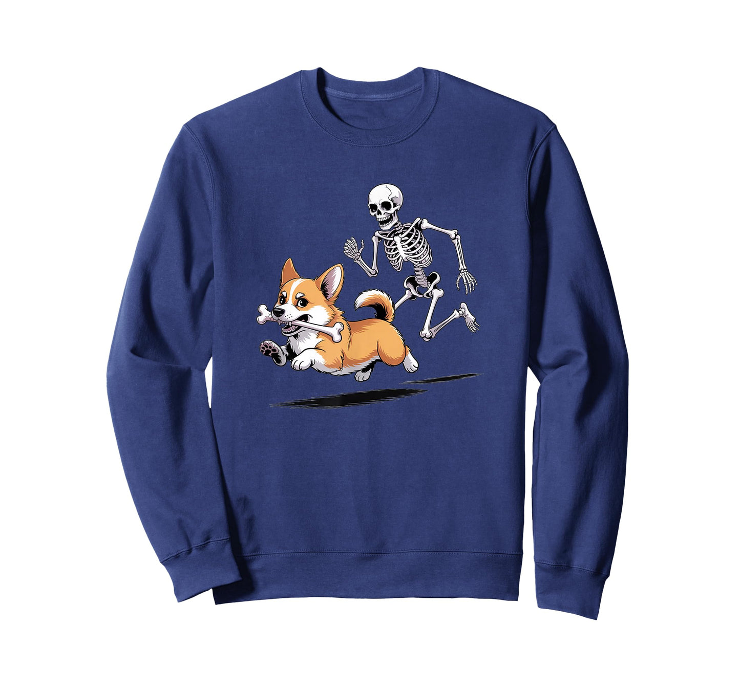 Funny Skeleton Chasing Corgi Halloween Dog Mom Pet Lover T-Shirt