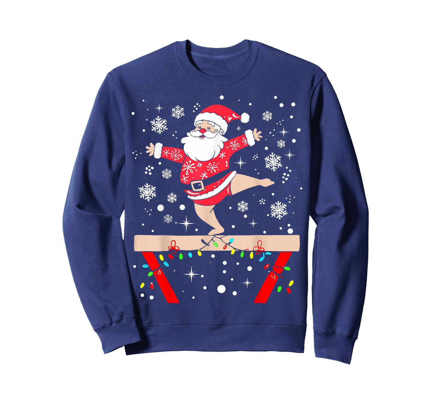 Funny Gymnast Xmas Lights Santa Gymnastics Christmas T-Shirt