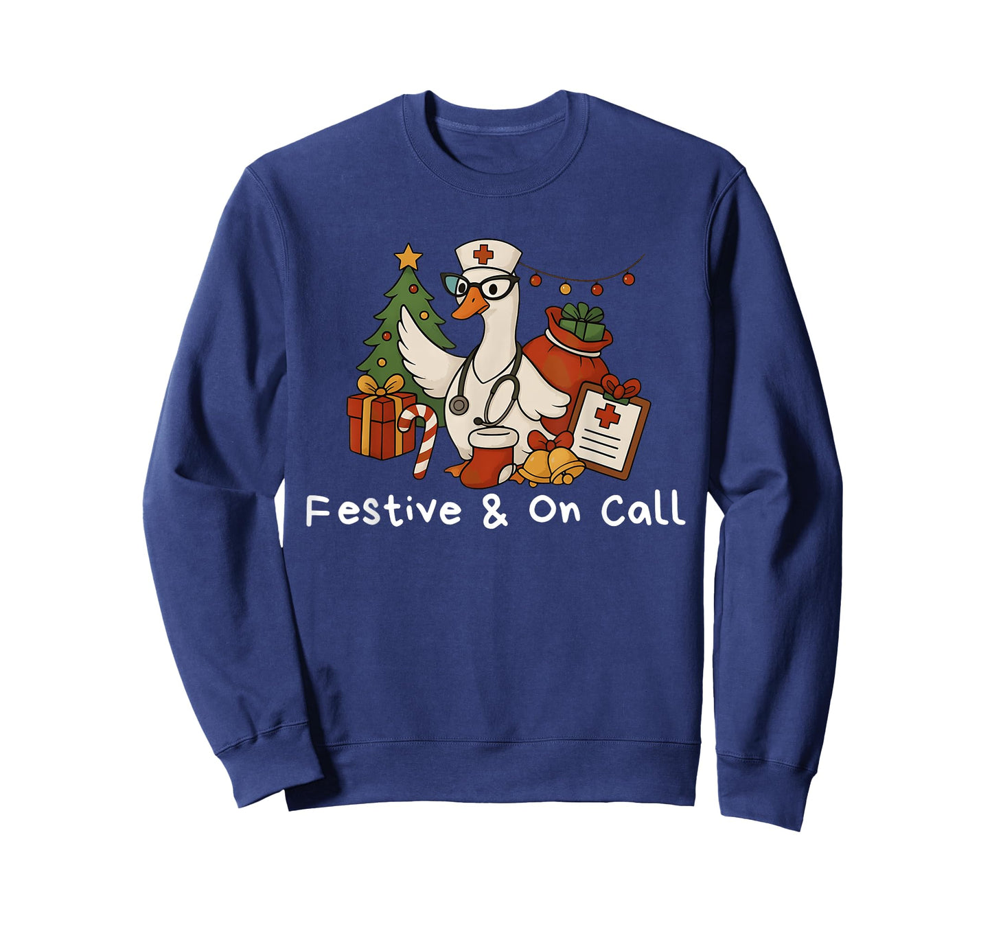 Festive & On Call Holiday Medical Nurse Goose Christmas T-Shirt