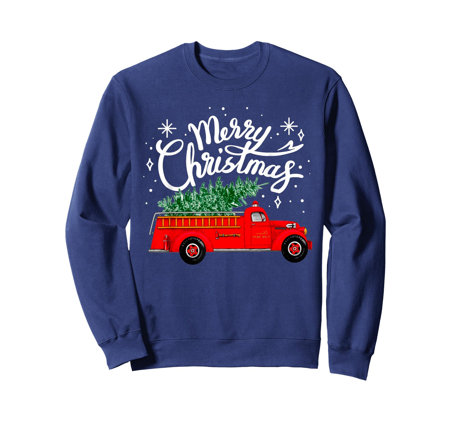Funny Merry Christmas Fire Truck Xmas Tree Firefighter 2024 T-Shirt