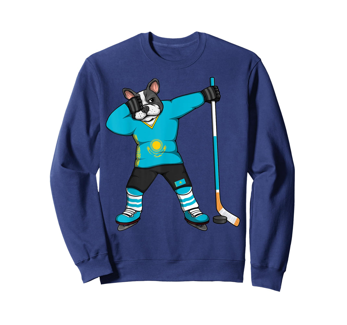 Dabbing French Bulldog Kazakhstan Ice Hockey Fans Jersey Art T-Shirt