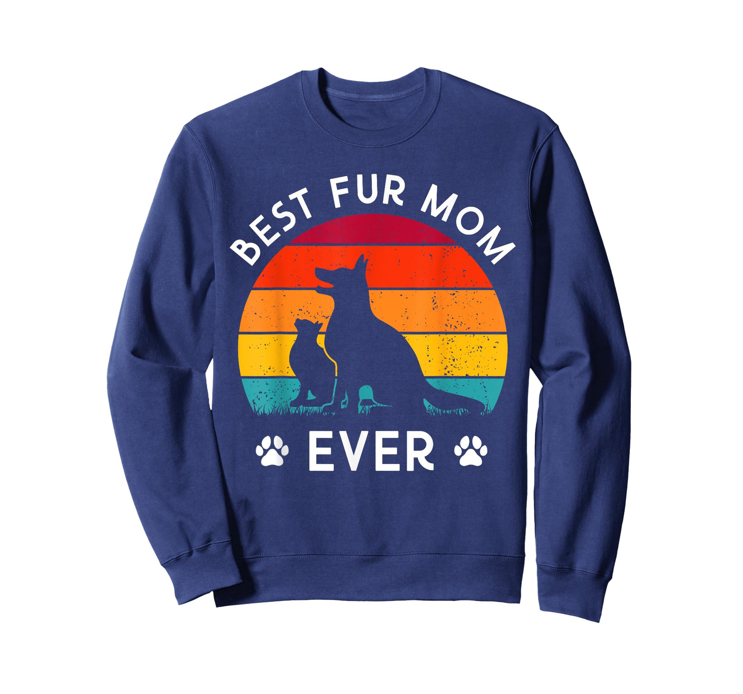 Funny Best Fur MOM Ever Vintage Retro Dog and Cat Owner Love T-Shirt for Men Women Kids