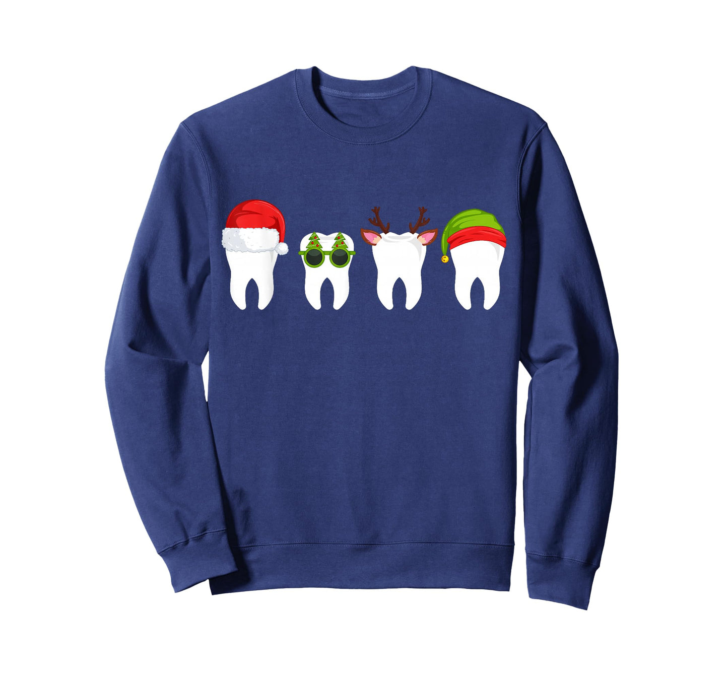 Funny Dentist Christmas Tooth Dental Teeth with Xmas Hats T-Shirt