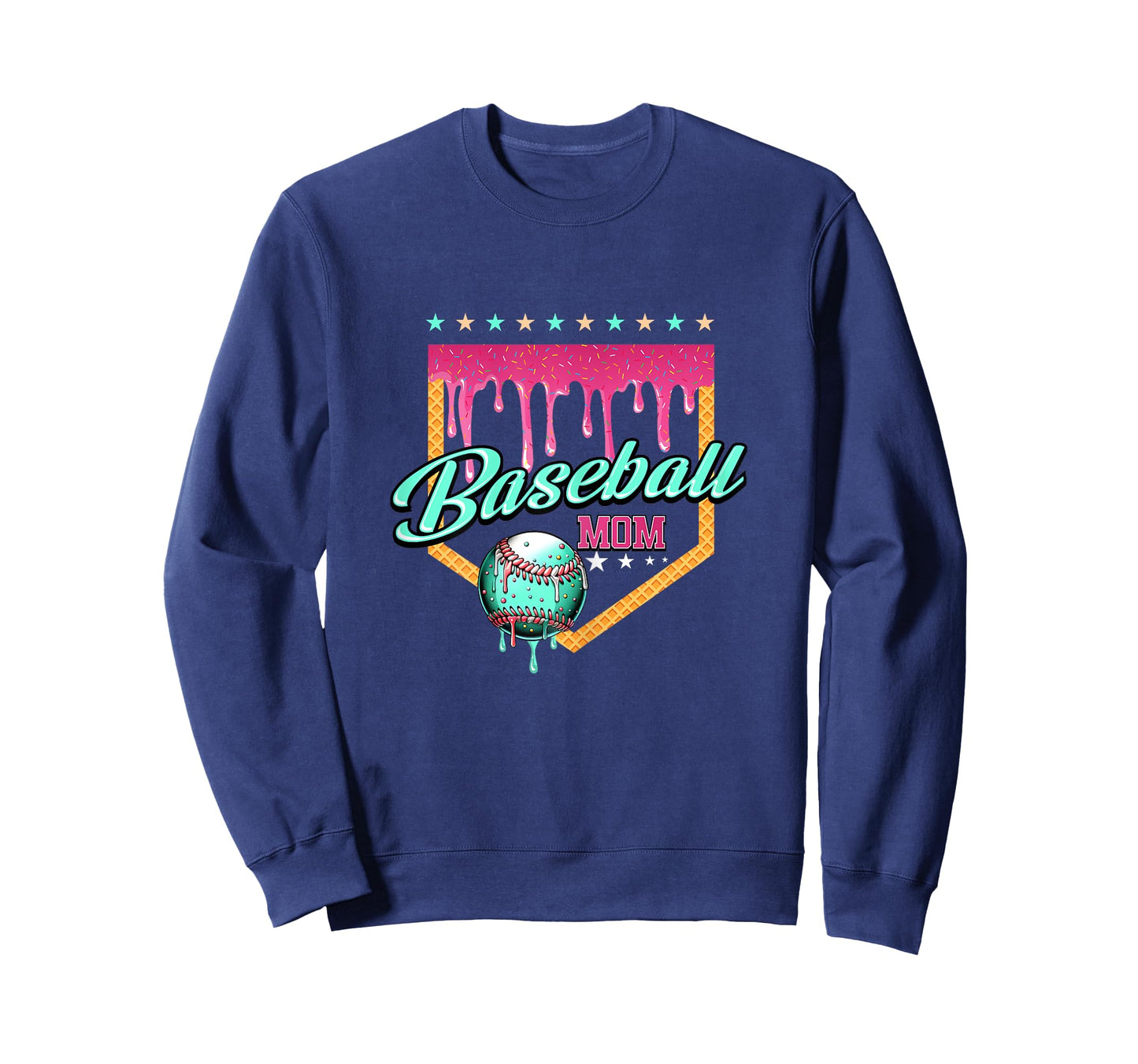 Baseball Mom Drip Home Plate Dripping Ice Cream T-Shirt