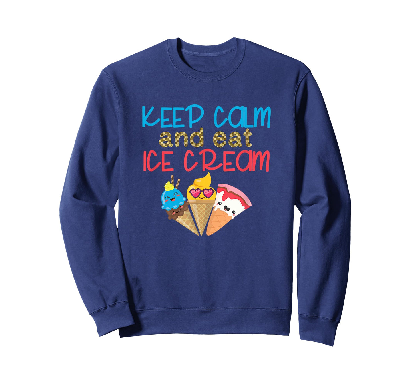 Keep Calm and Eat Ice Cream Vintage Ice Cream Cones Gift T-Shirt for Men Women Kids